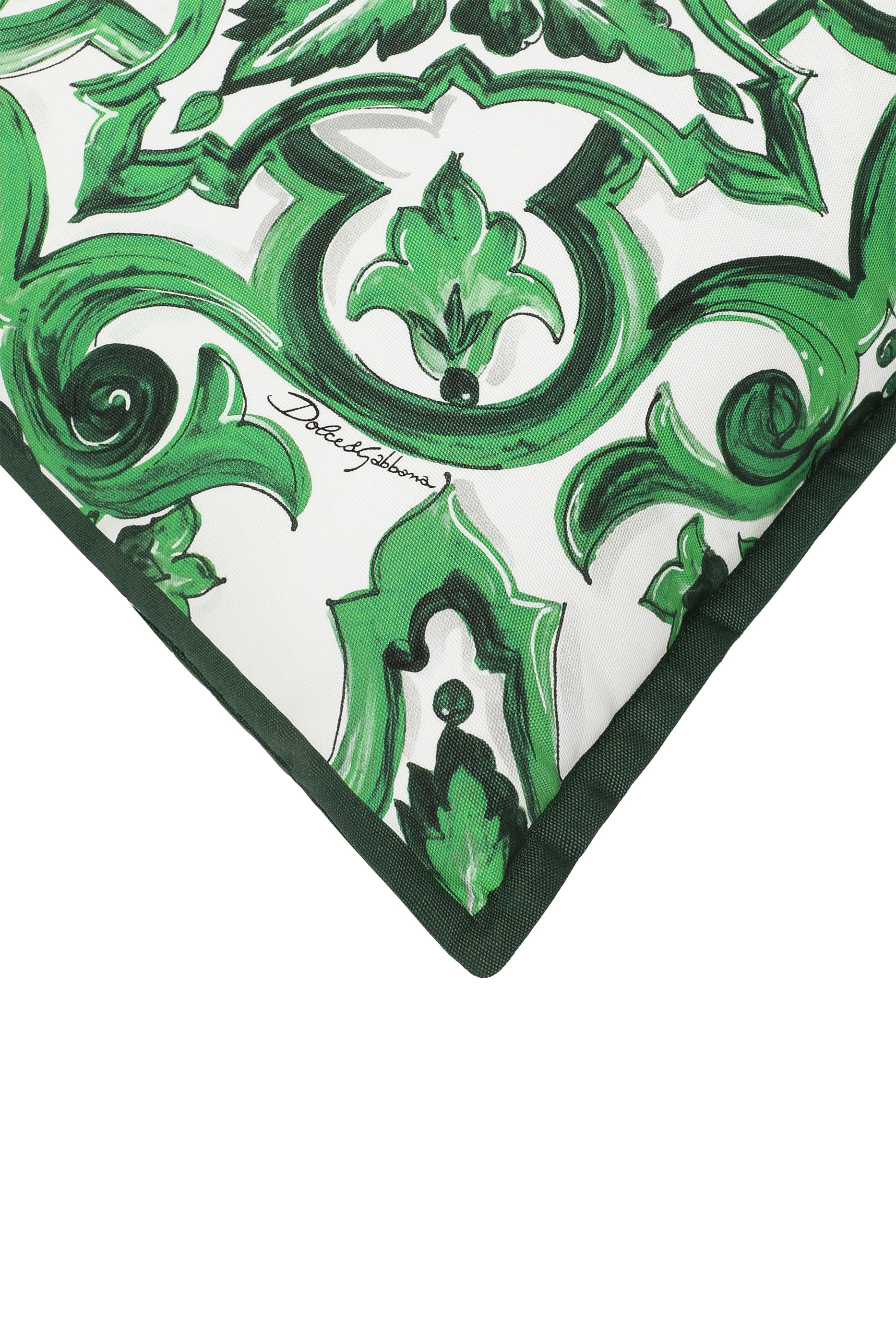 وسادة بنقشة مايوليكا بلون أخضر قماش قنب