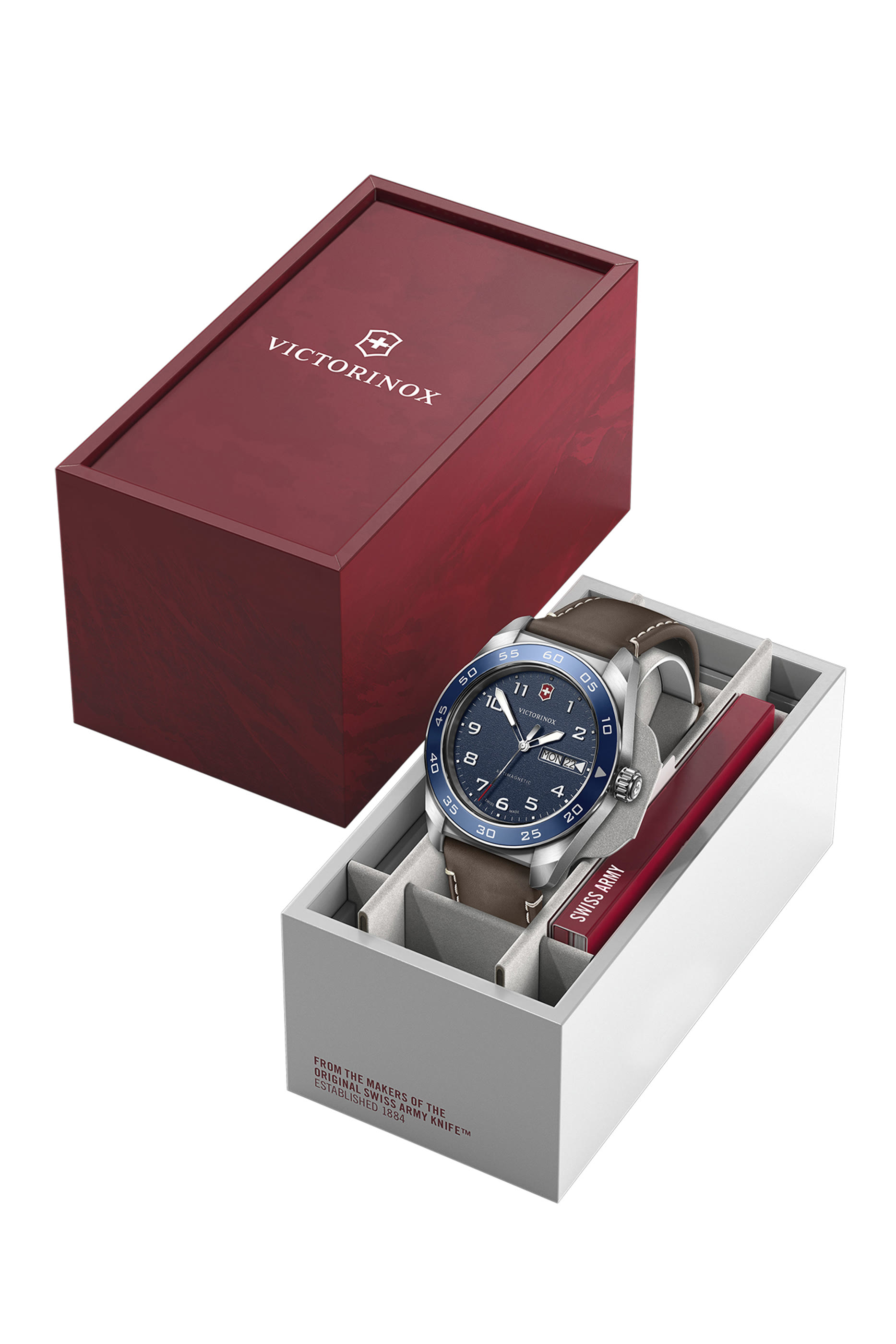 ساعة كرونوغراف سويس ارمي، ستانلس ستيل وجلد