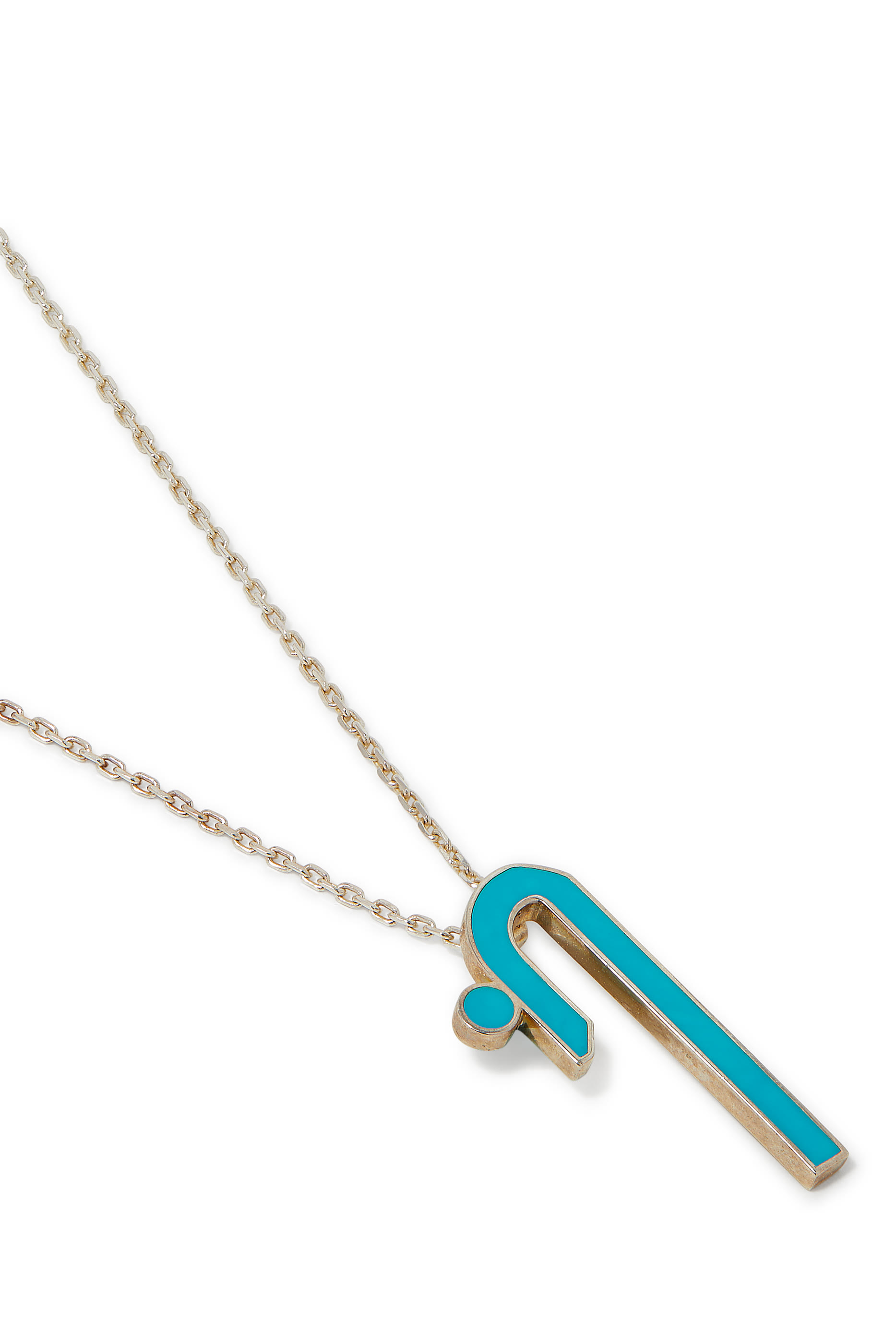 قلادة بدلاية حرف "خ" مطلية بالمينا فضة إسترلينية