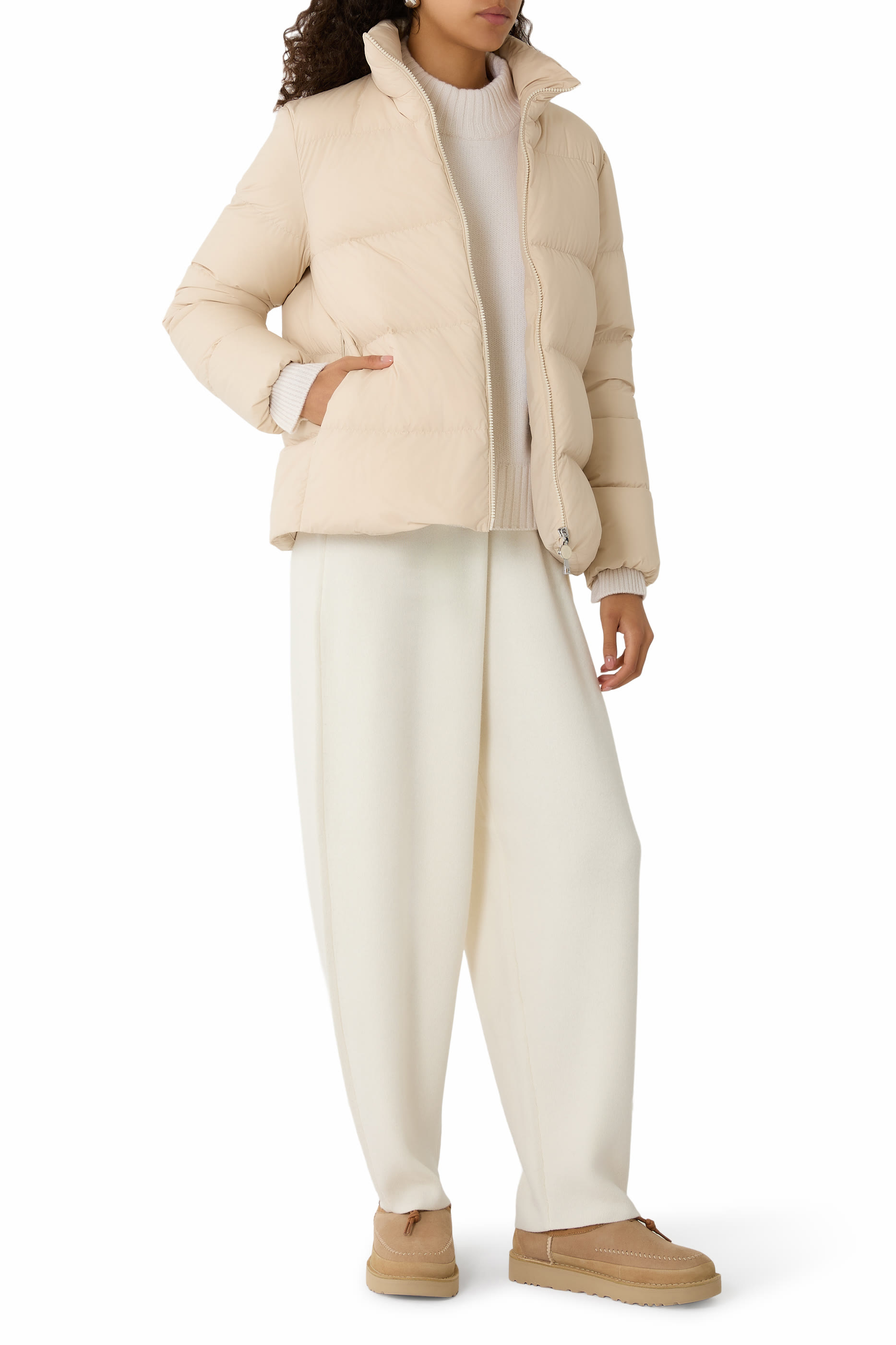 جاكيت ماوزون قصير مبطن بالزغب