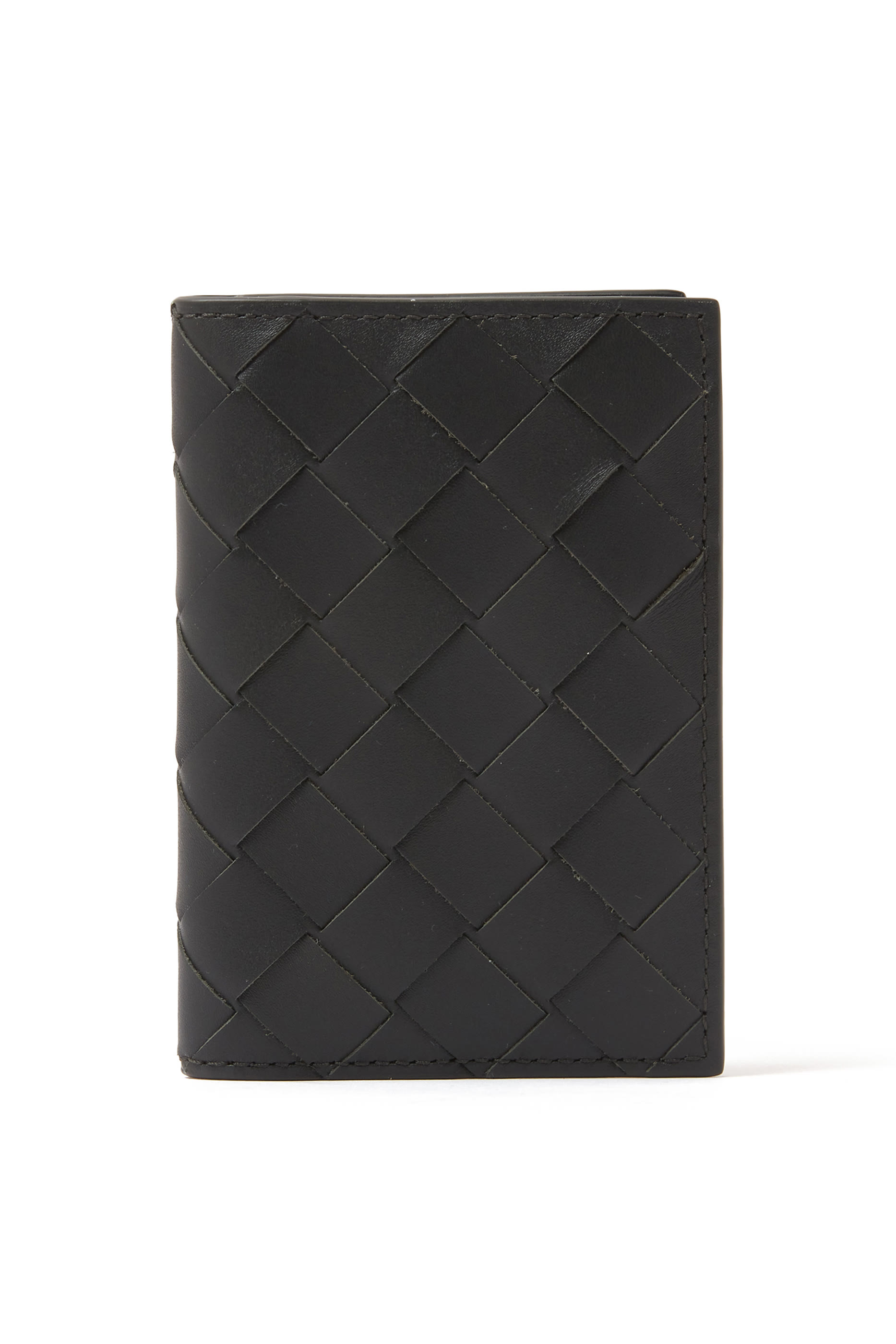 حافظة بطاقات ثنائية الطي بتصميم مجدول