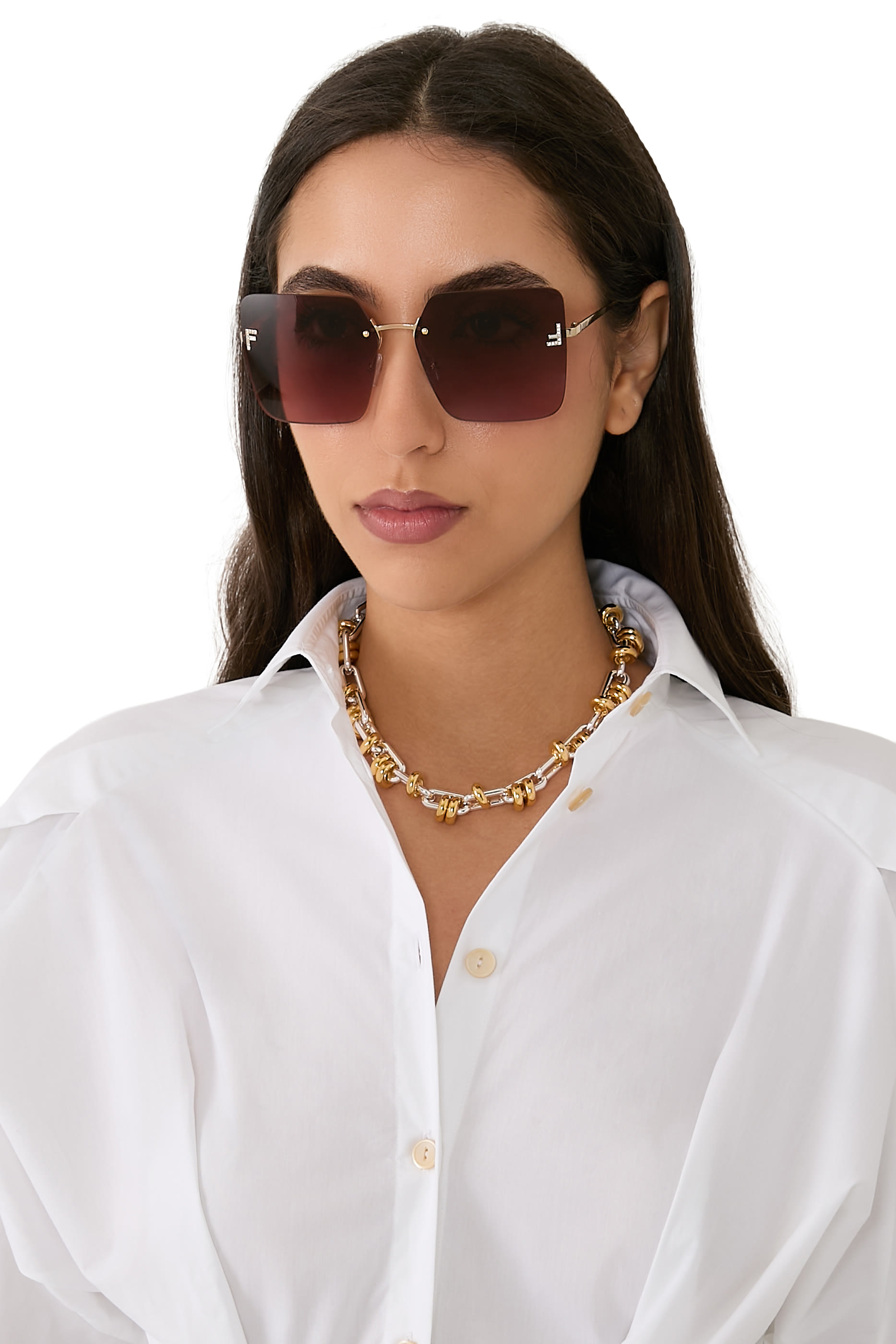 نظارة شمسية فندي فيرست مرصعة بكريستال