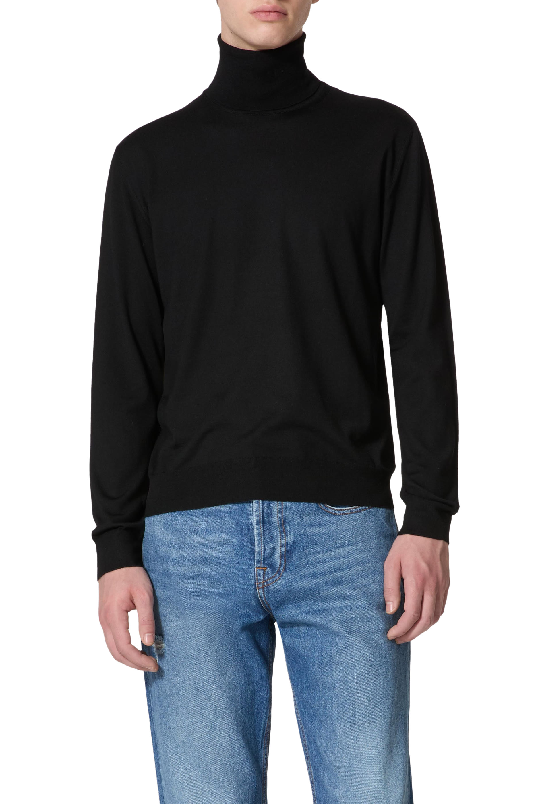 كنزة بياقة عالية صوف