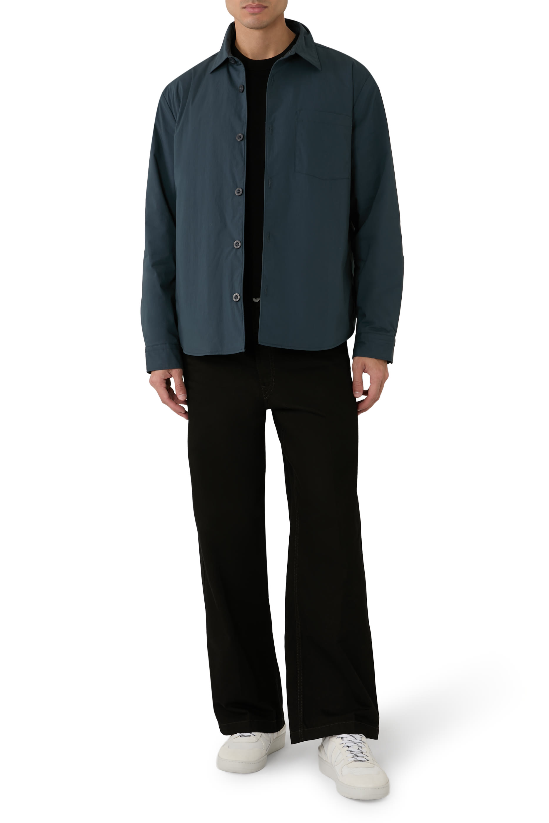 قميص بنمط جاكيت مبطن قطن تقني