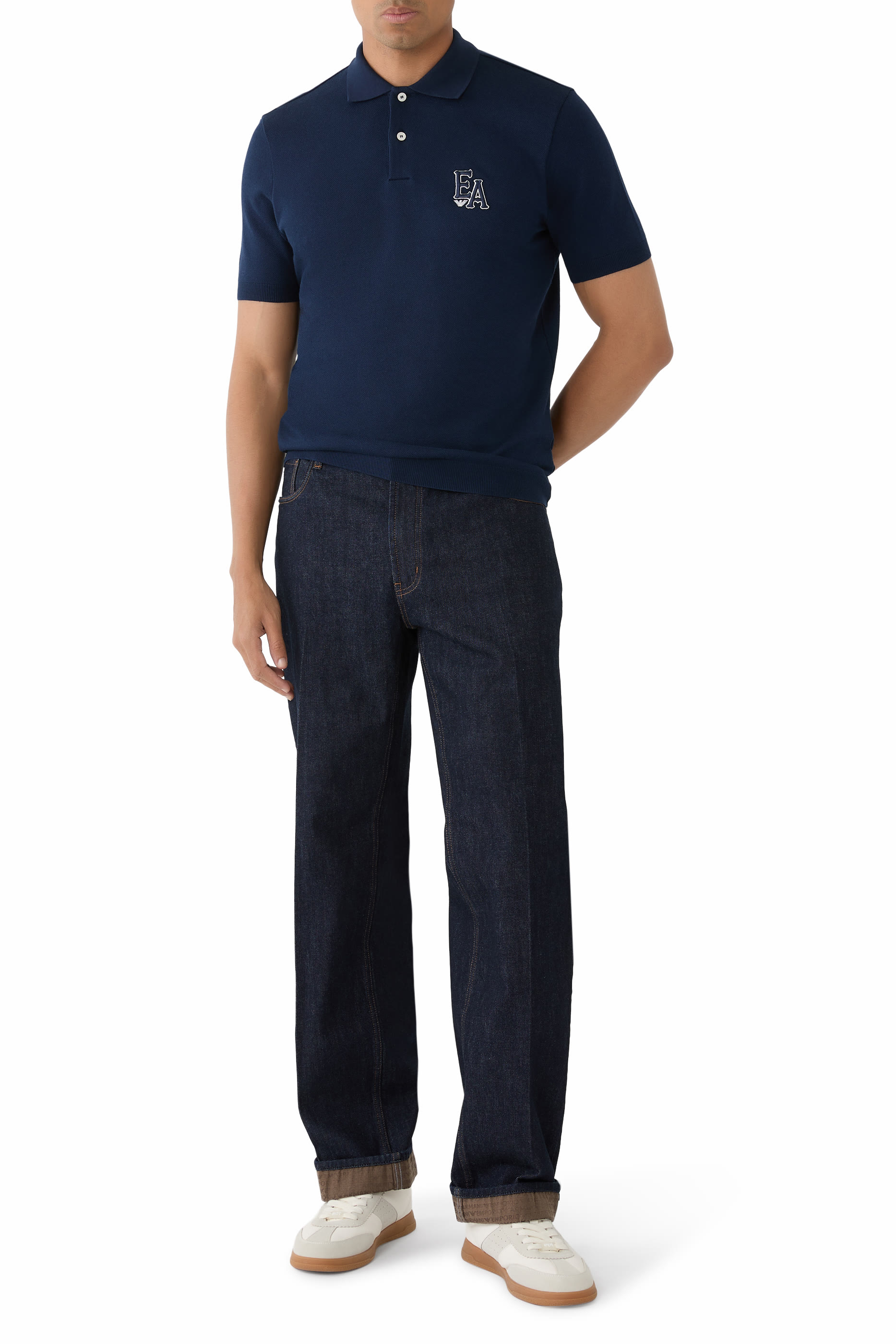 قميص بولو مطرز بشعار الماركة جيرسيه بيكيه