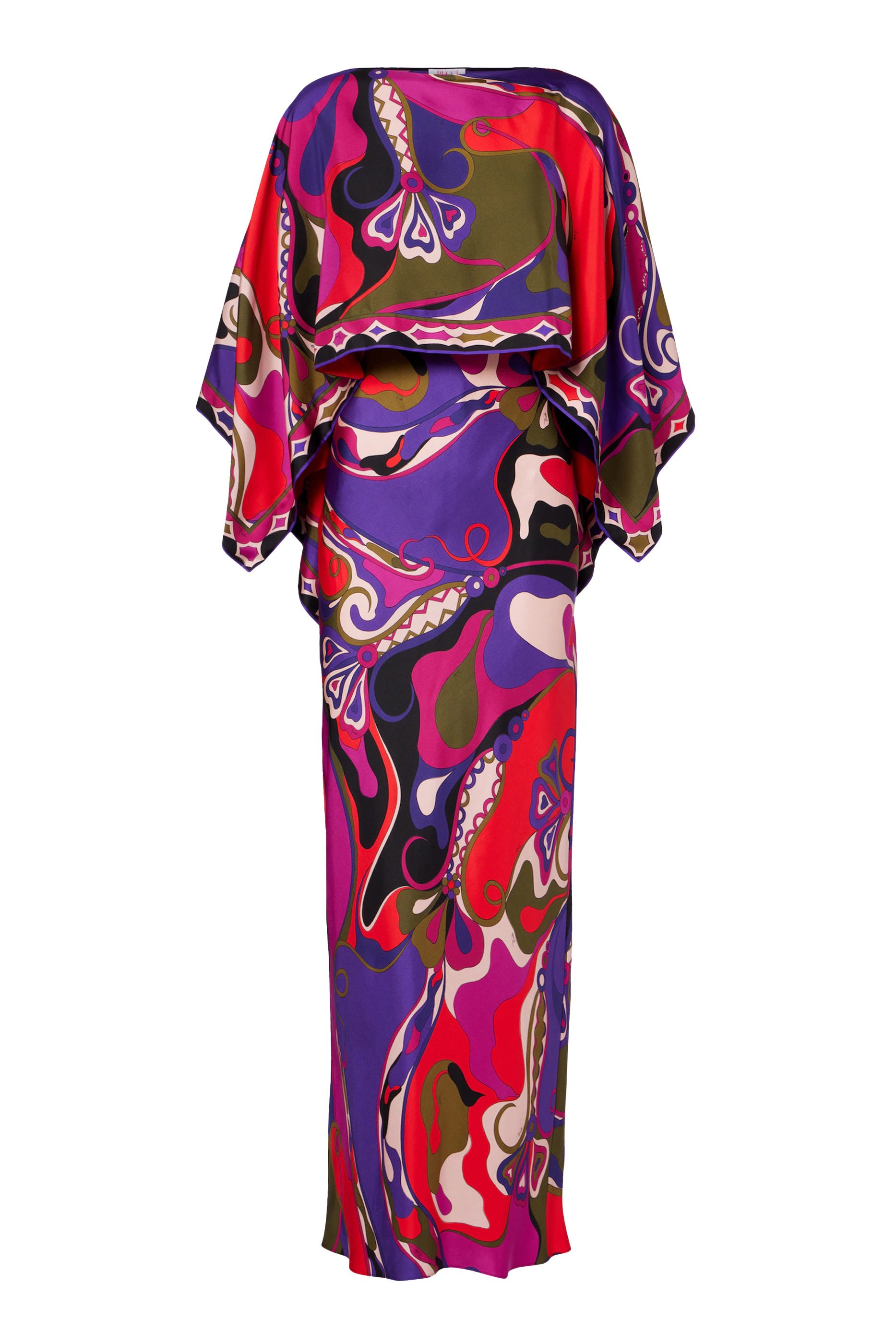 فستان بأكمام طويلة ونقشة أوركيدي