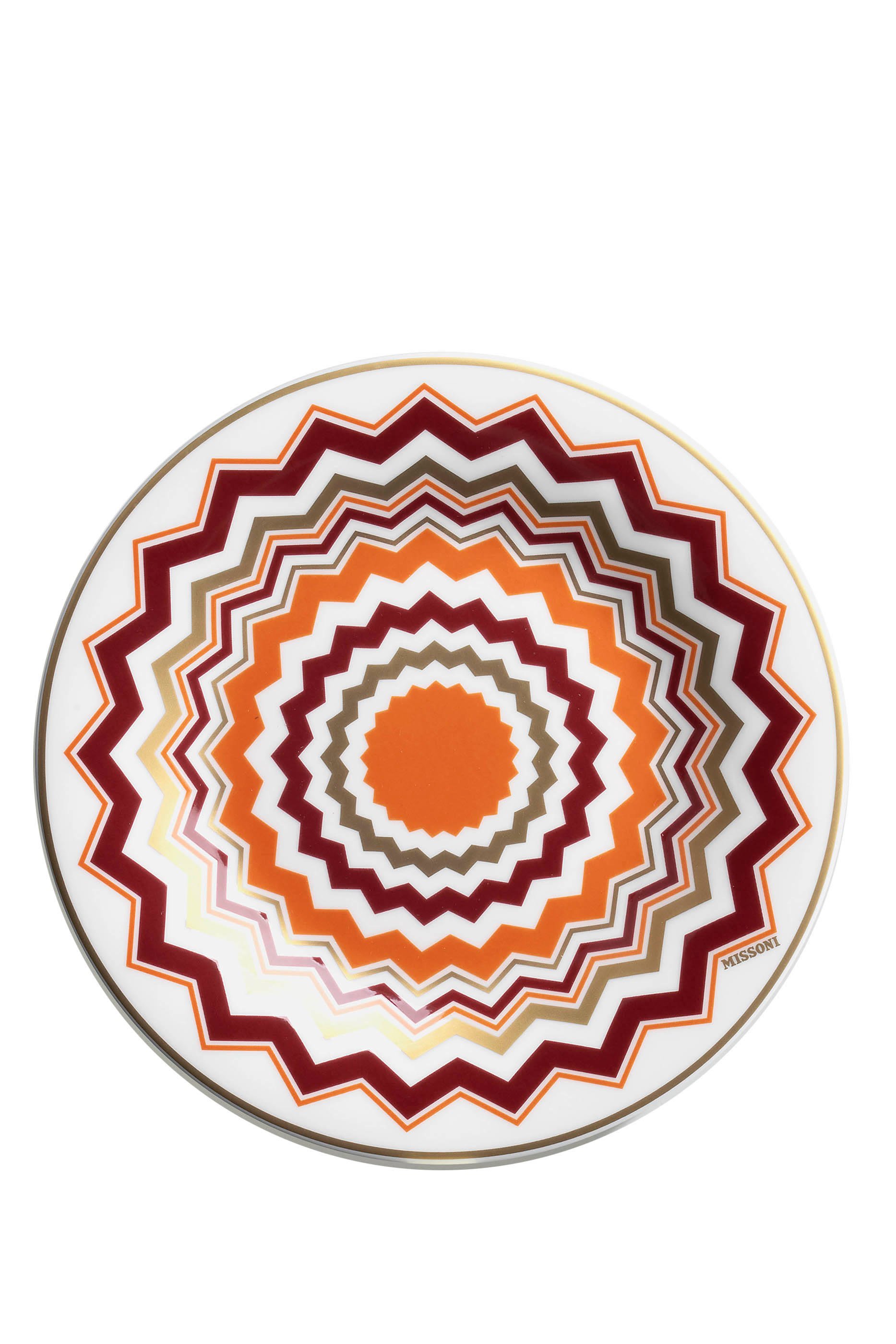 طبق خبز/ زبدة بنقشة خطوط متعرجة