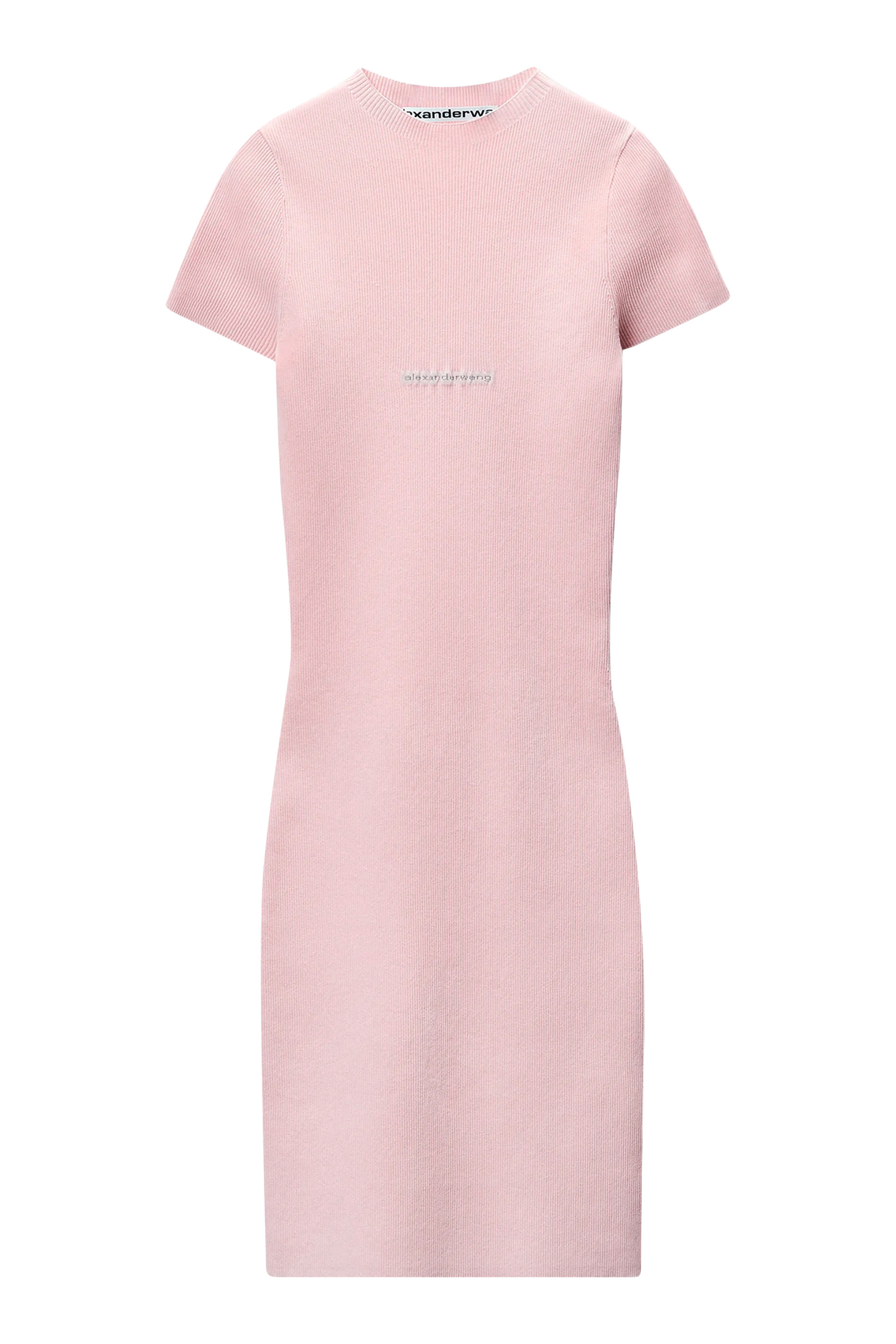 فستان قصير منسوج بشعار الماركة