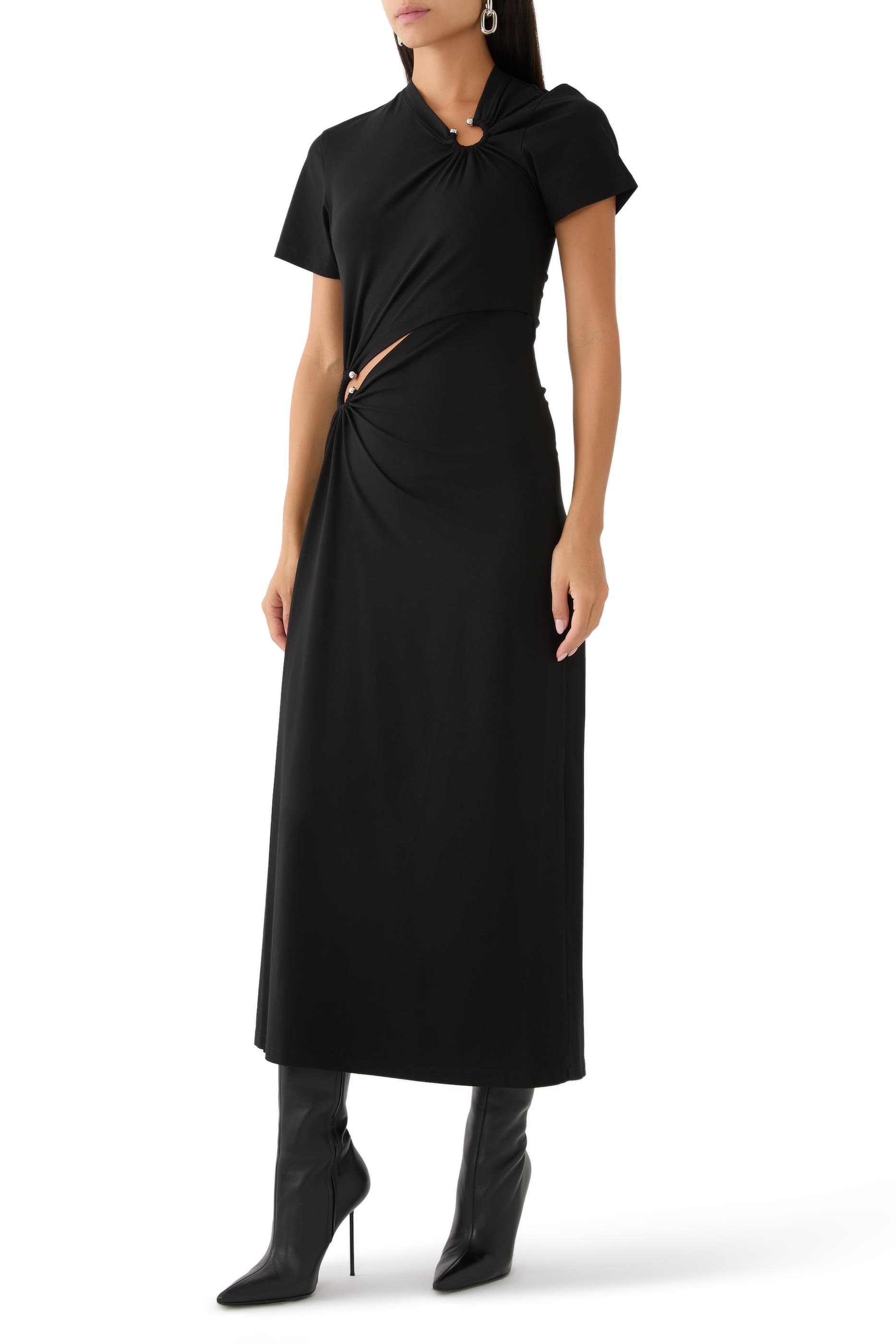 فستان طويل بحلية قطن جيرسيه