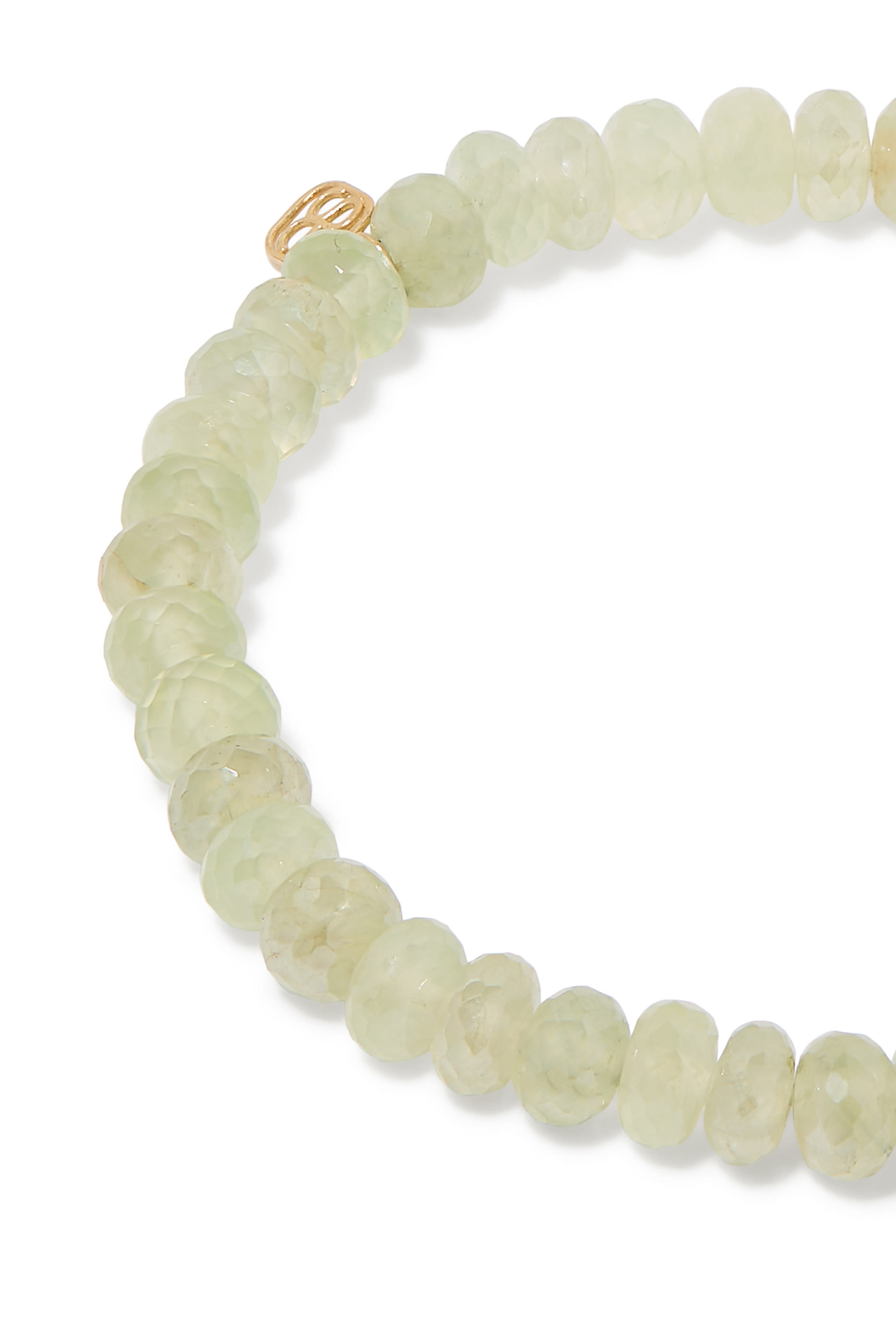 Wheel Rondelle Beaded Bracelet, 14k Yellow Gold & Diamonds, Prehnite