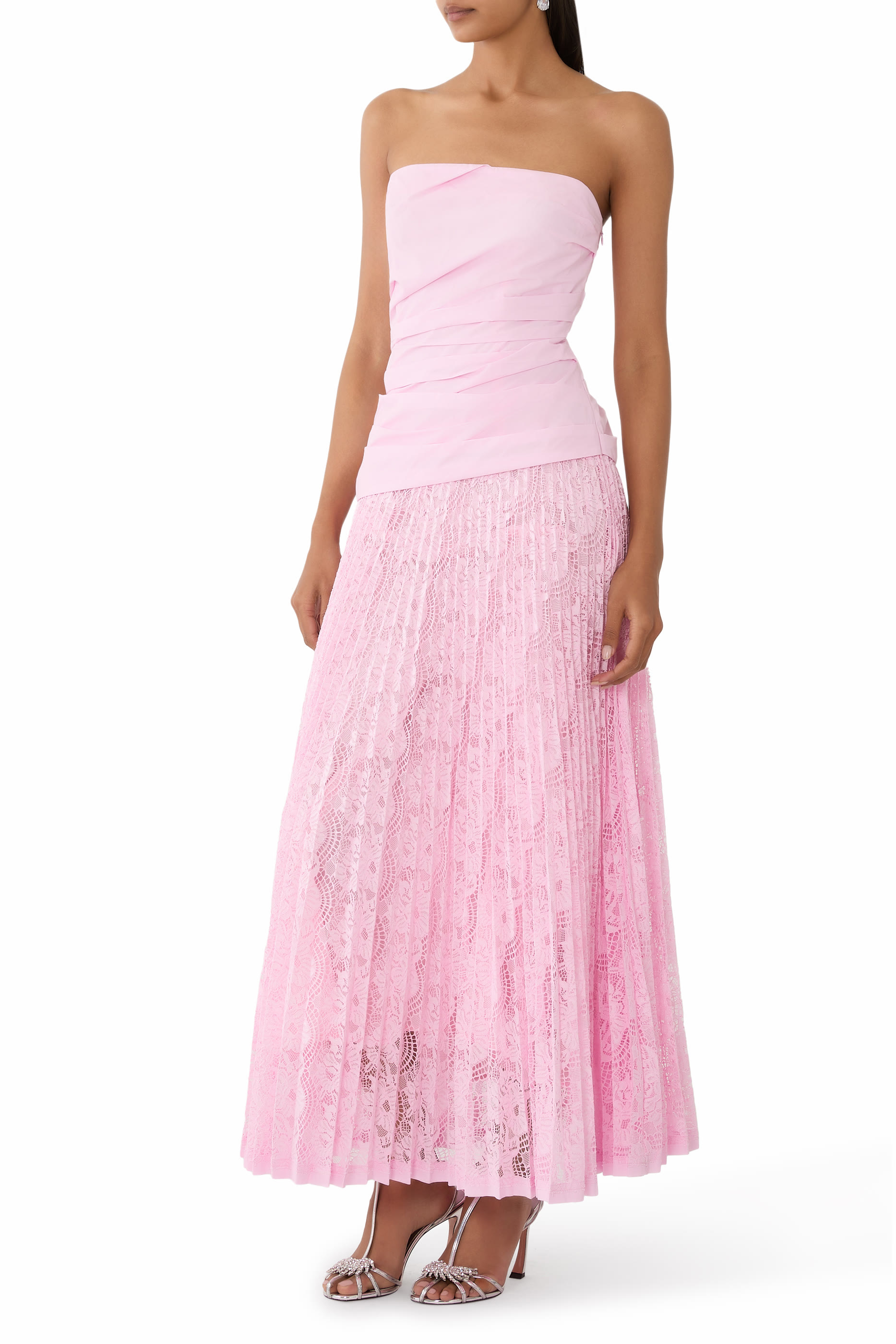 فستان أناليس متوسط الطول قطن ودانتيل