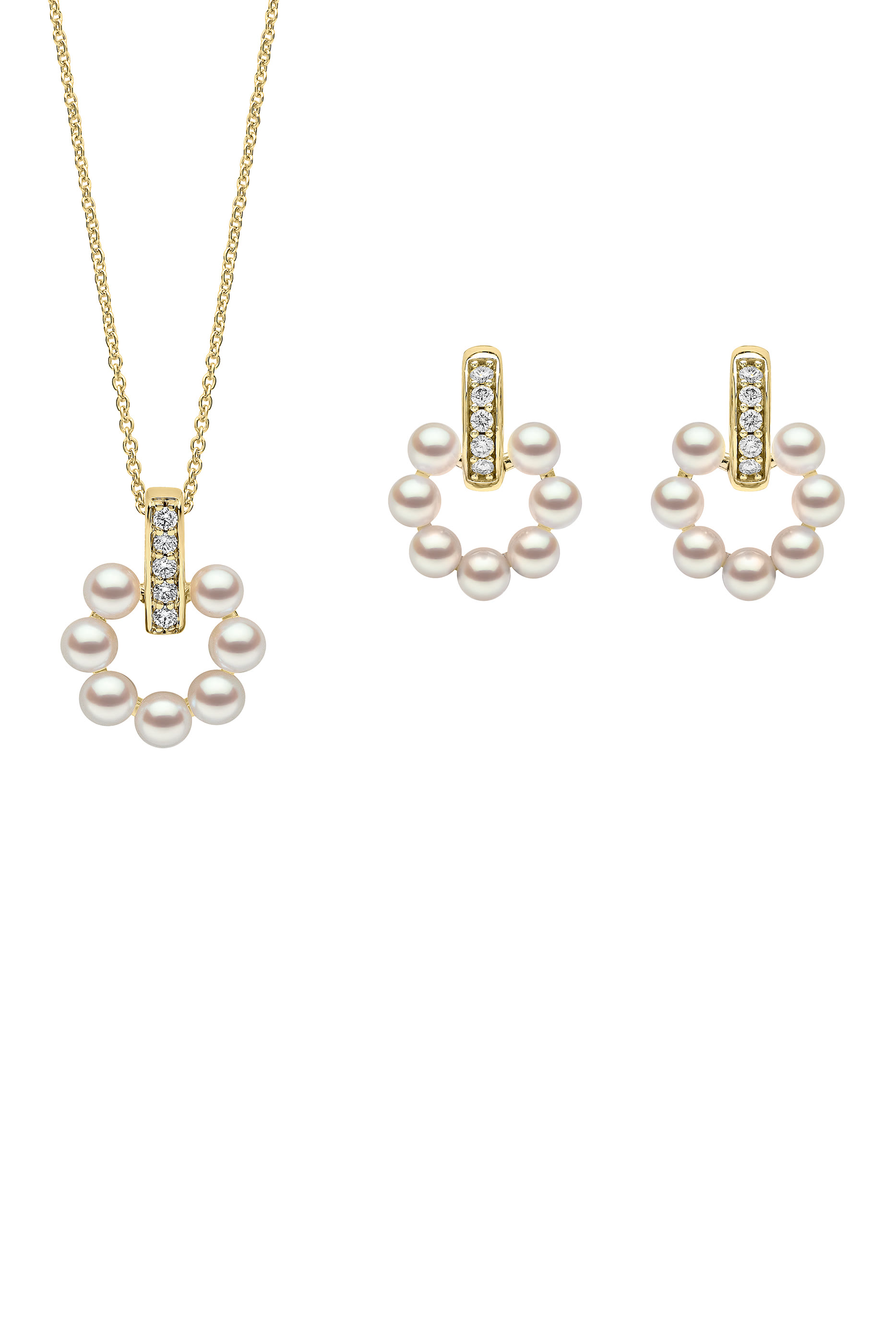 أقراك إكليبس بتصميم مستدير متدلي مرصعة بالماس واللؤلؤ، ذهب عيار 18