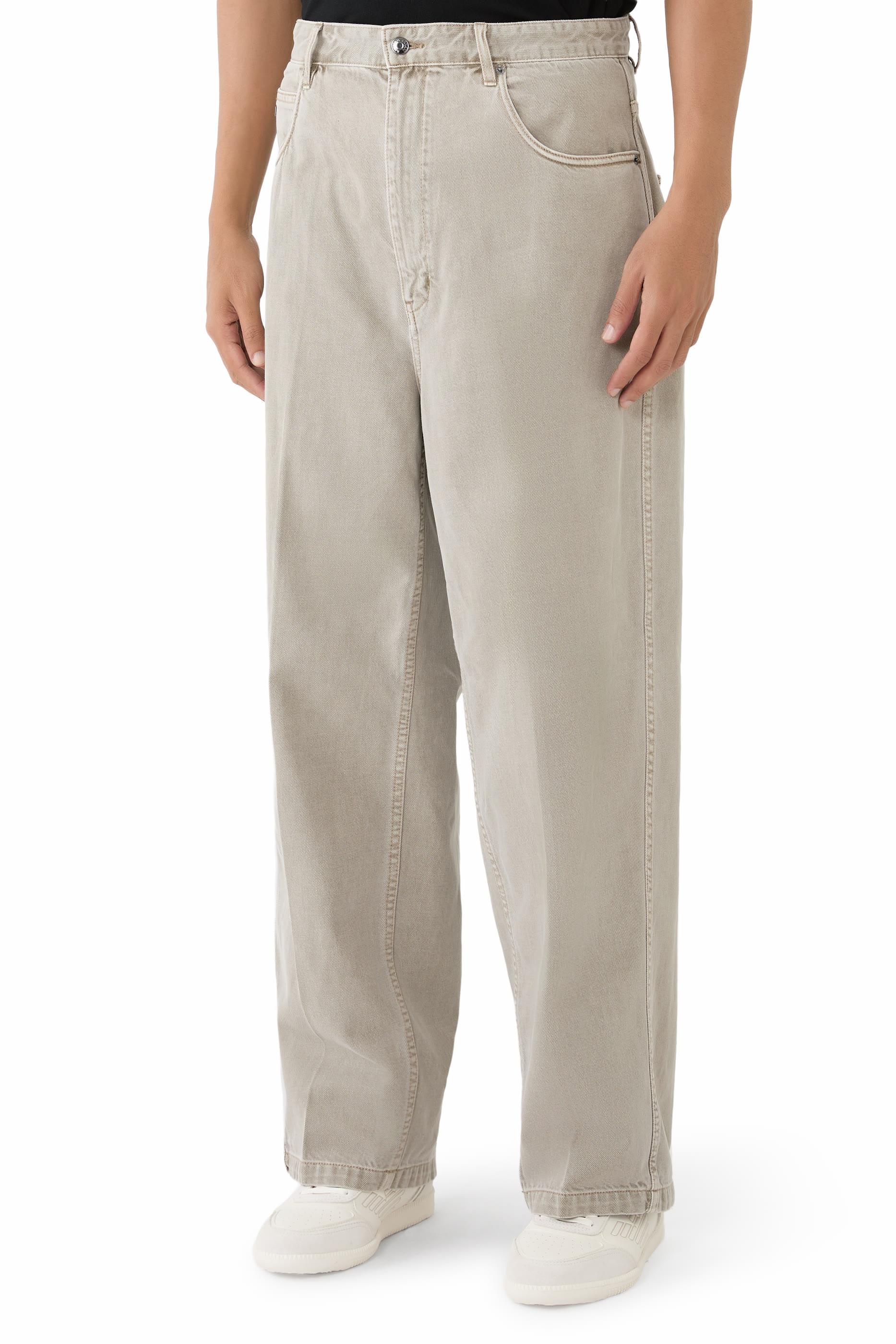 بنطال جينز جاي 80 فضفاض بحياكة ملفوفة