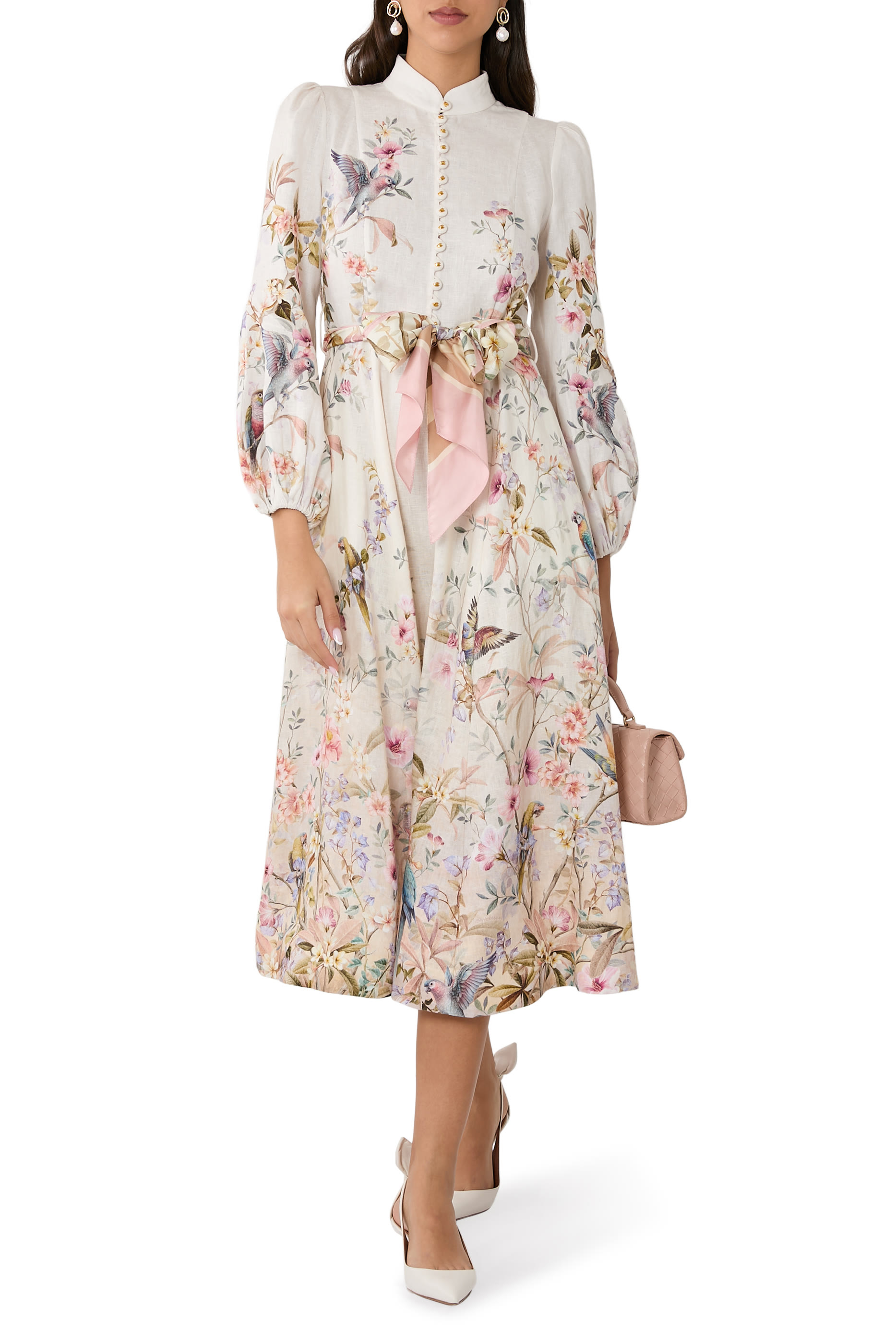 فستان ريبالين متوسط الطول بأزرار