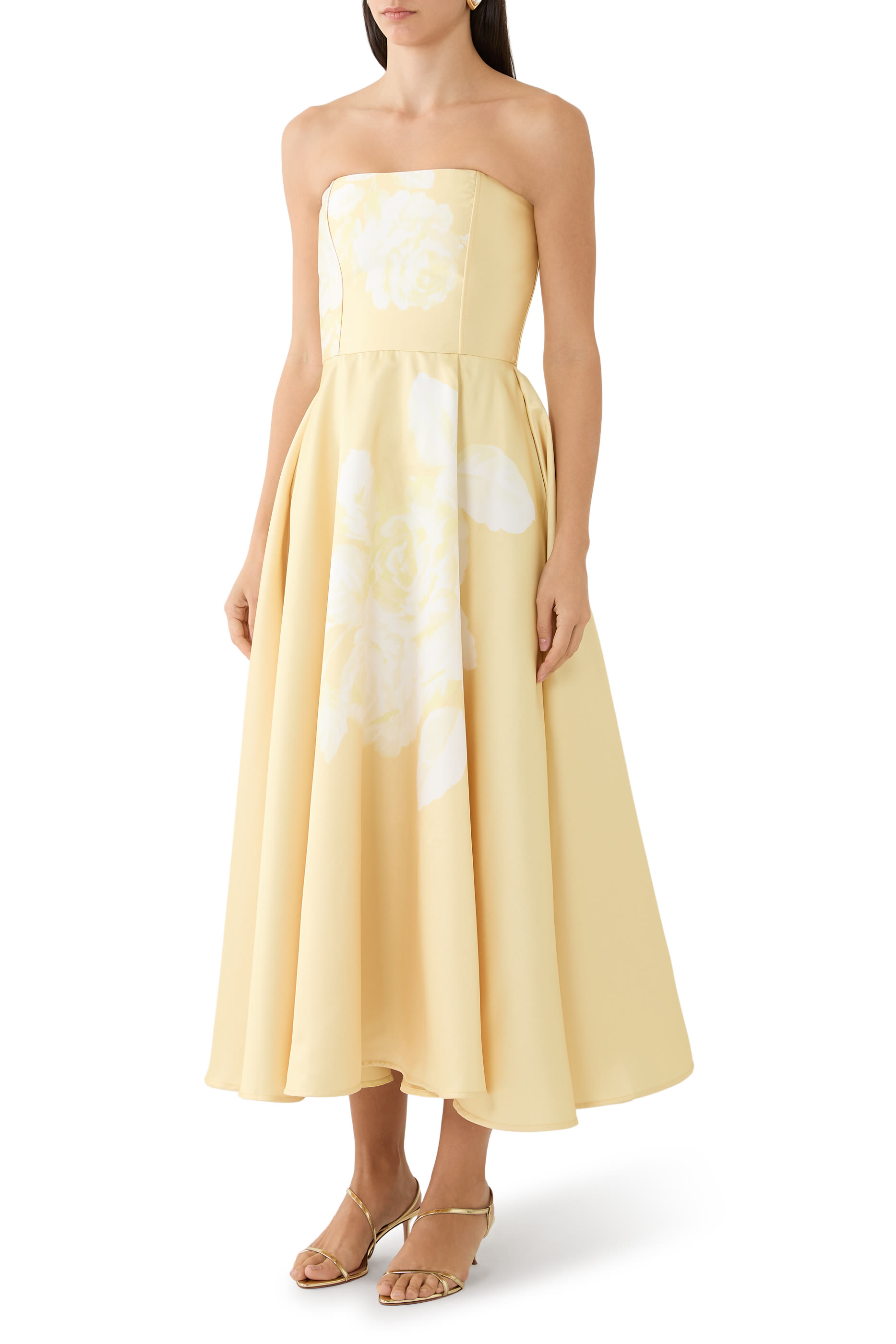 فستان بلا حمالات بنقشة