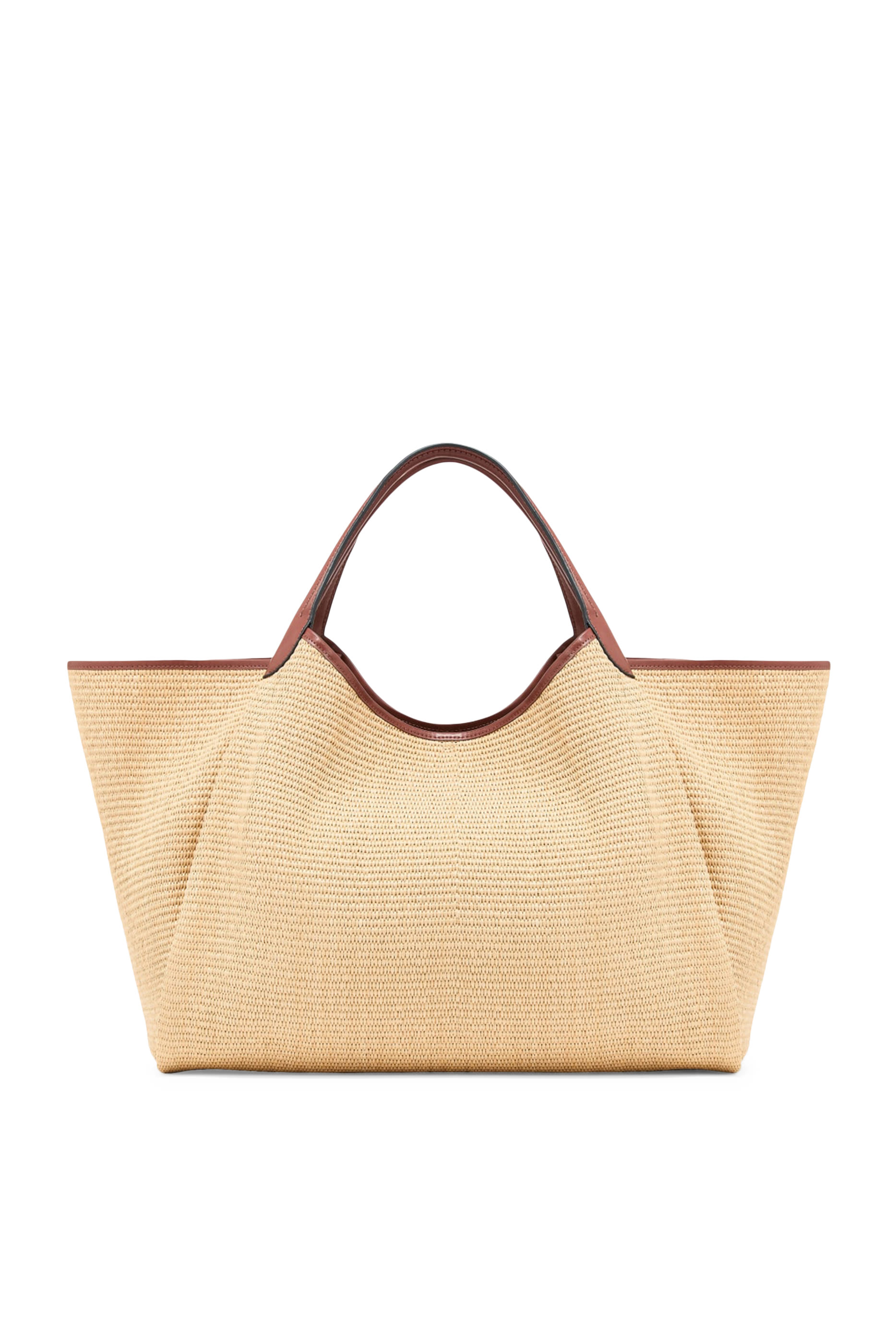 حقيبة يد كبيرة بتصميم منسوج بشعار الماركة