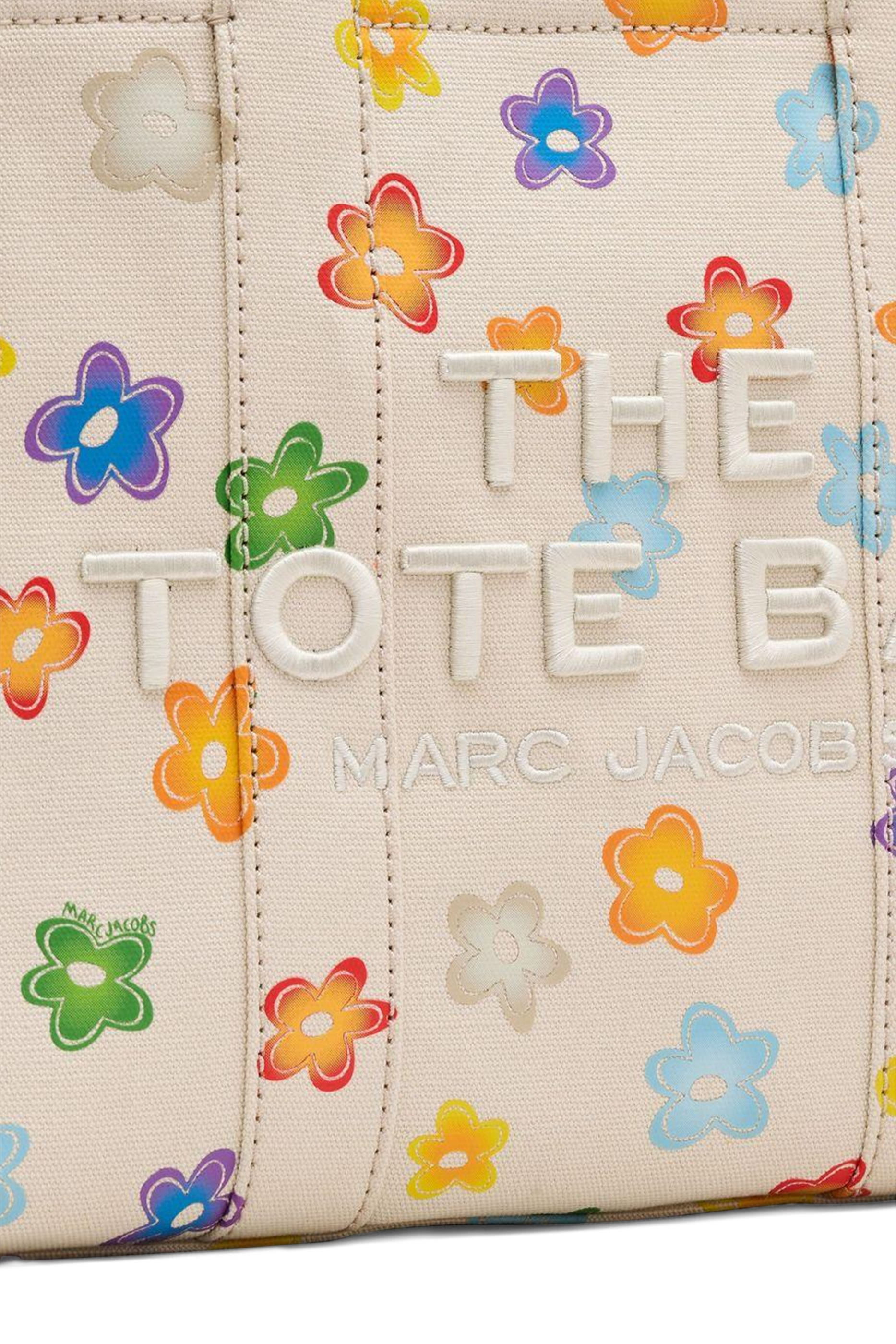 حقيبة يد متوسطة بنقشة زهور أقحوان برية قماش قنب