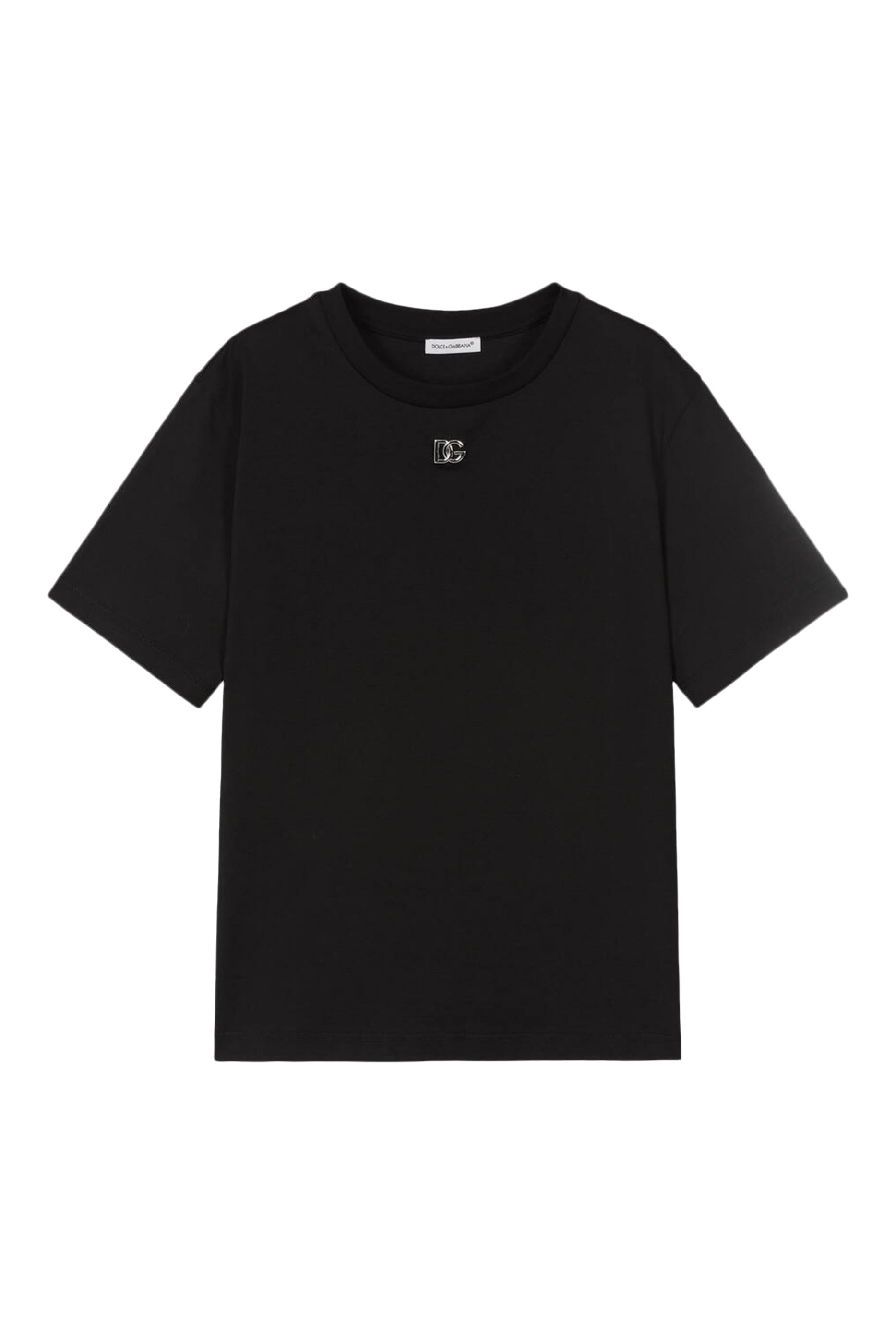 تيشيرت للأطفال بحلية معدنية بشعار الماركة