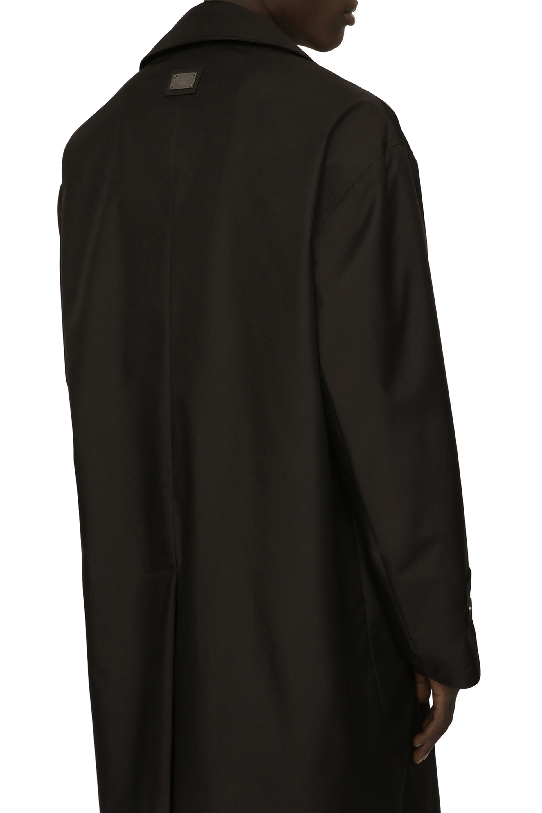 معطف ترنش برقعة شعار الماركة نايلون