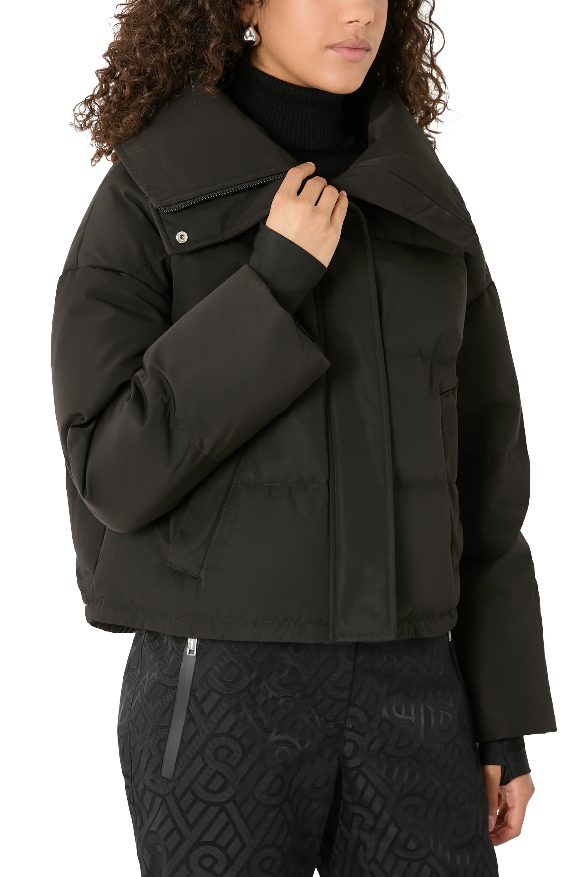 جاكيت تزلج بغطاء للرأس فرو ثعلب صناعي