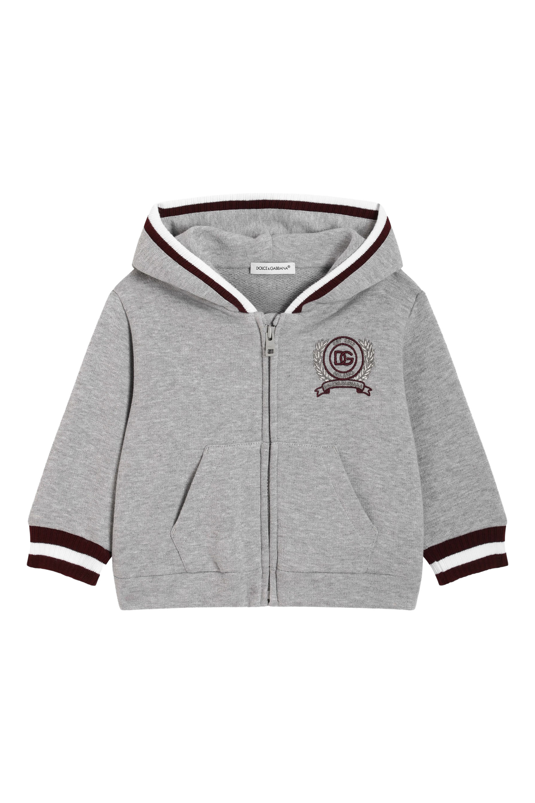 سويت شيرت بغطاء رأس مطرز بشعار الماركة للأطفال