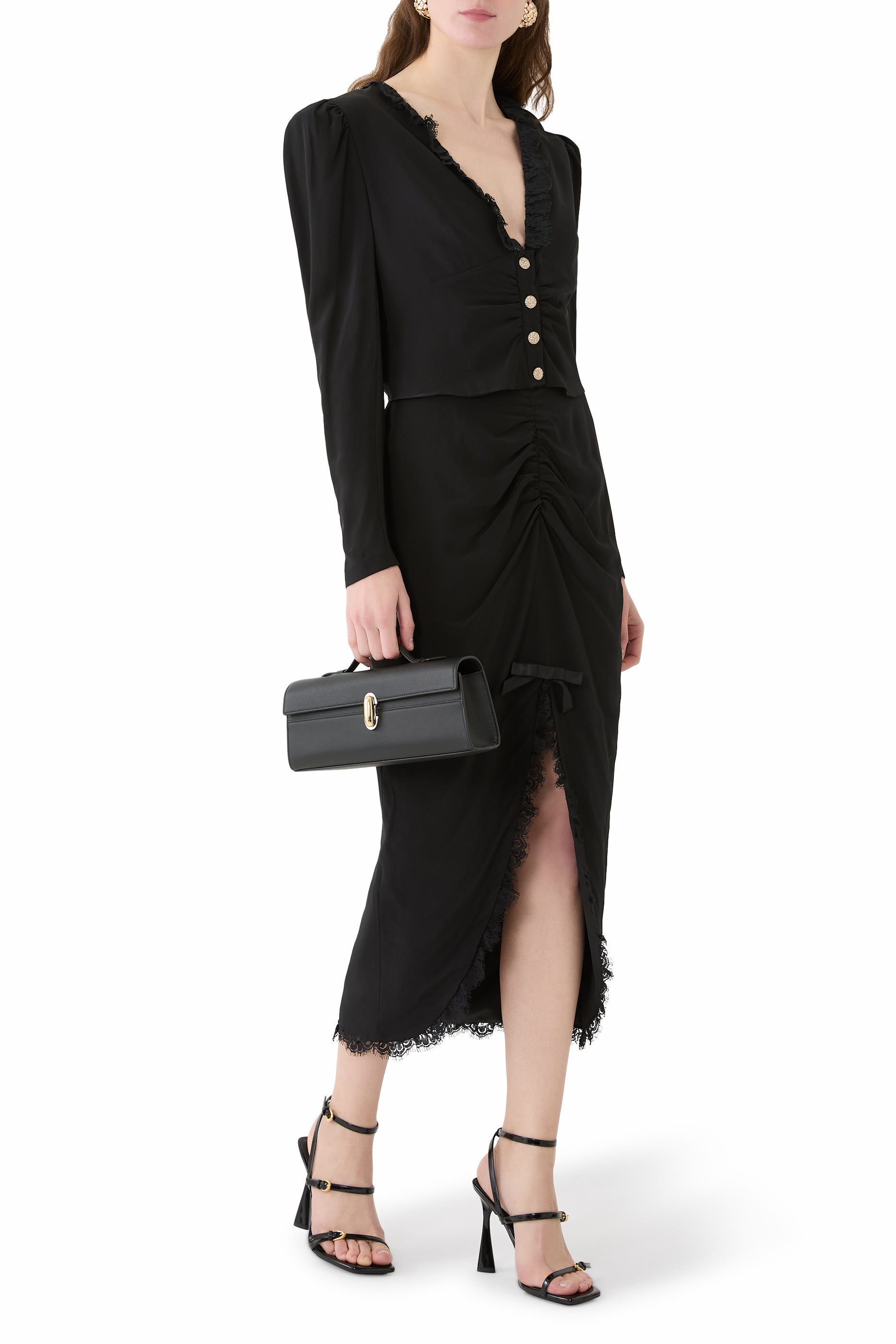 تنورة متوسطة الطول مزينة بكشكش