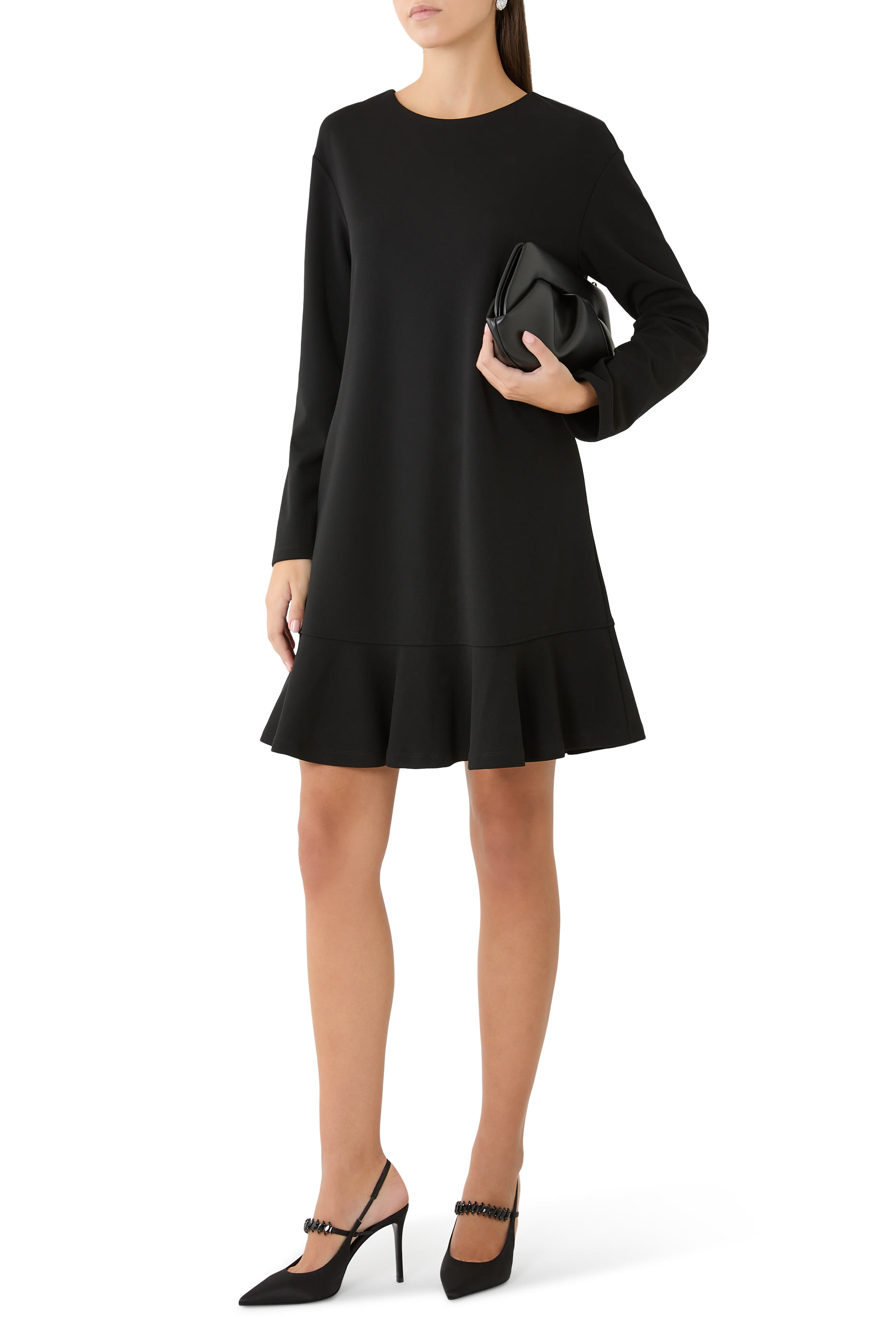 حذاء بكعب مرتفع بسير خلفي مزين جلد