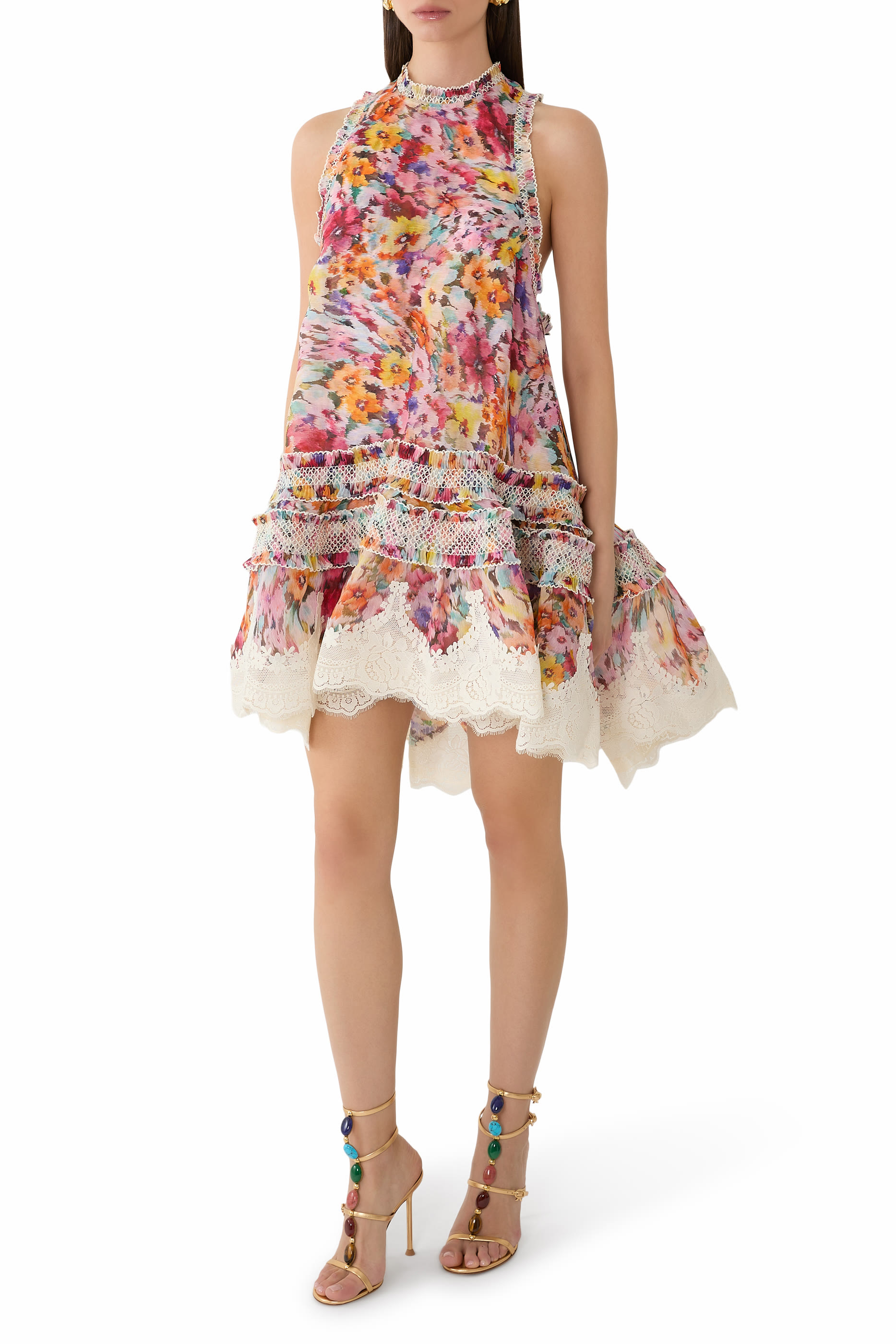 فستان لونا مزن بكشكش بحافة مستديرة