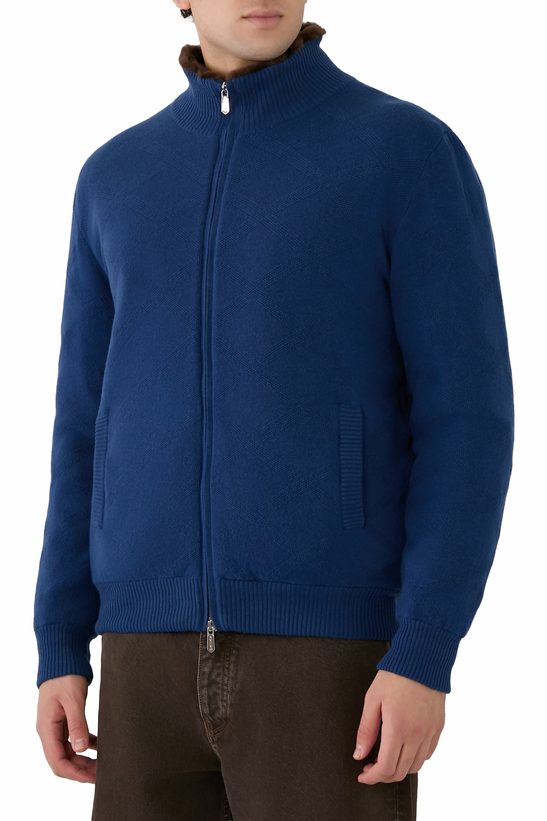 Cashmere Cardigan with Fur Insert 