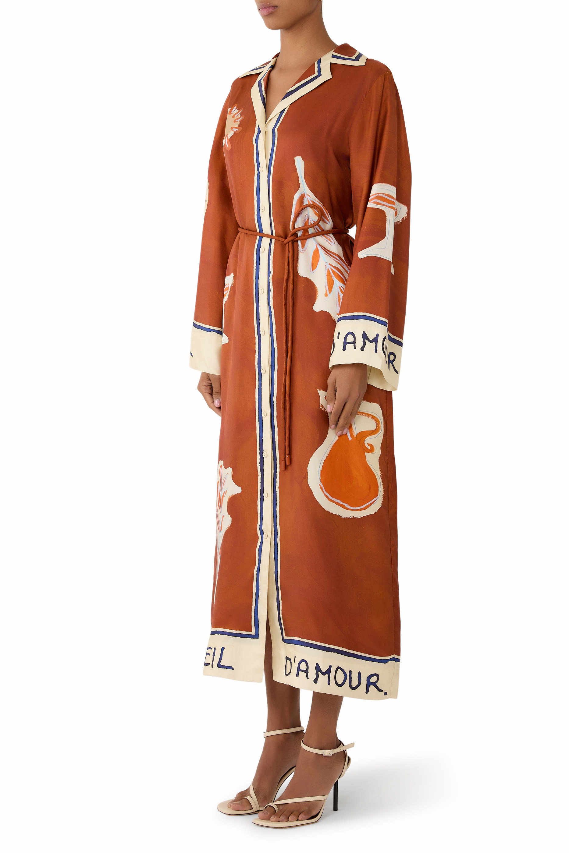 فستان بنمط قميص سولاي دامور حرير