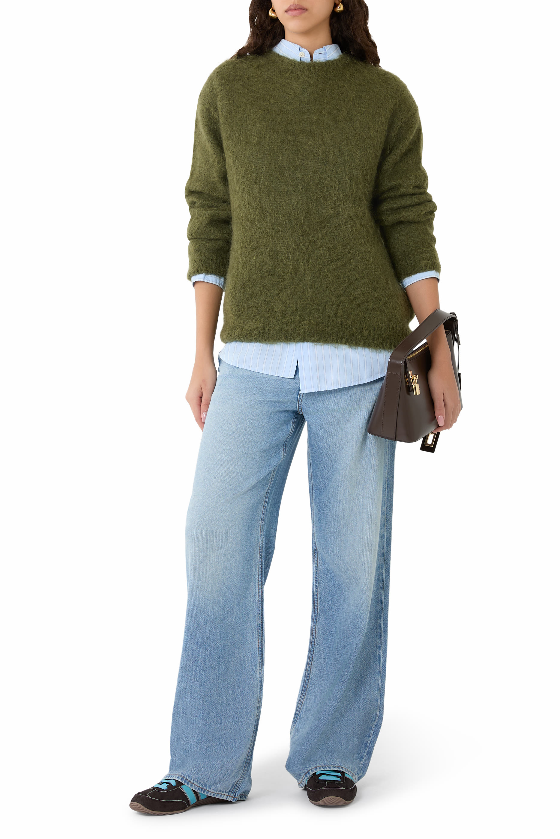  بنطال جينز لوغان خفيف الوزن بقصة ساق واسعة