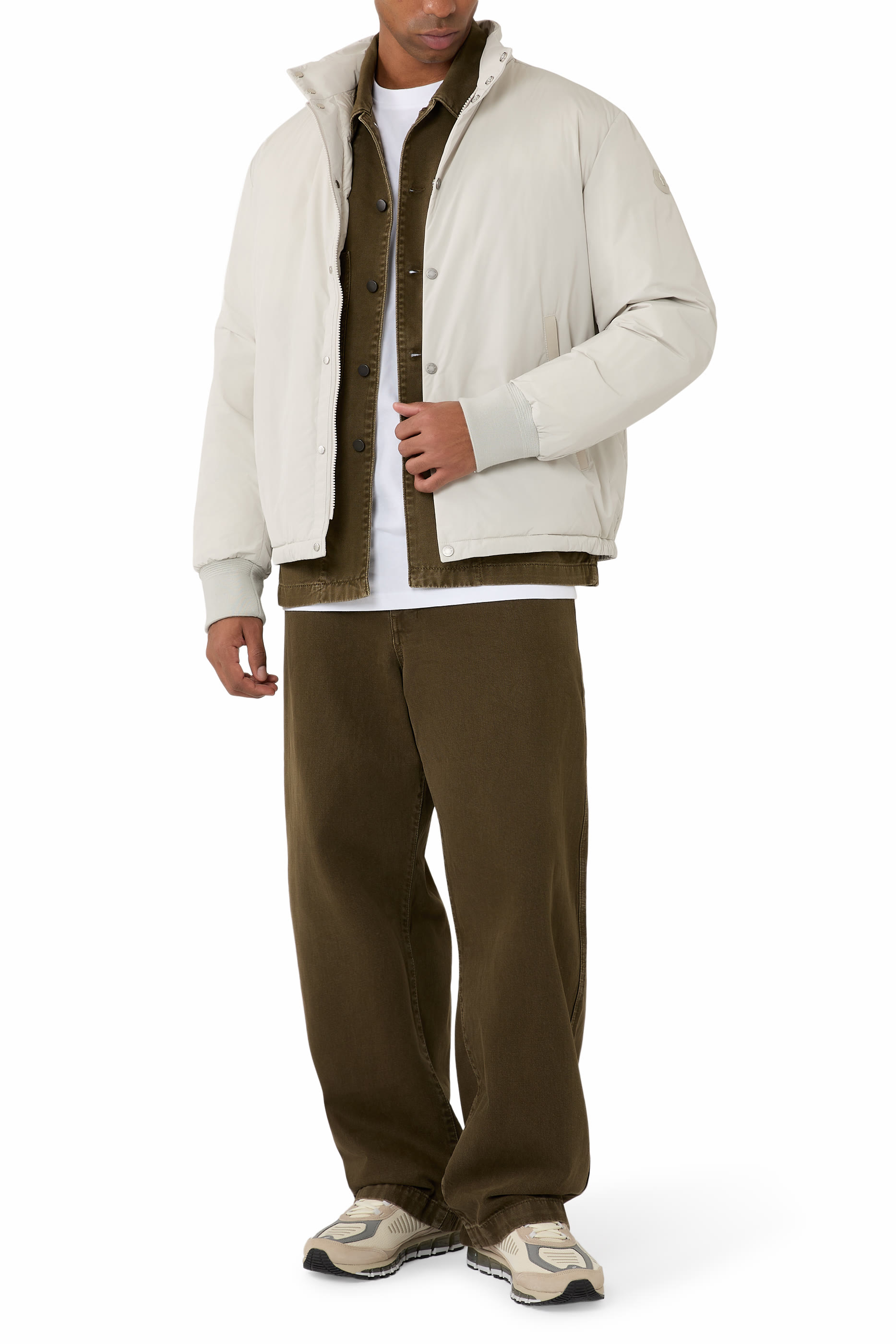 جاكيت لانكيس قصير مبطن بريش بحواف جلد