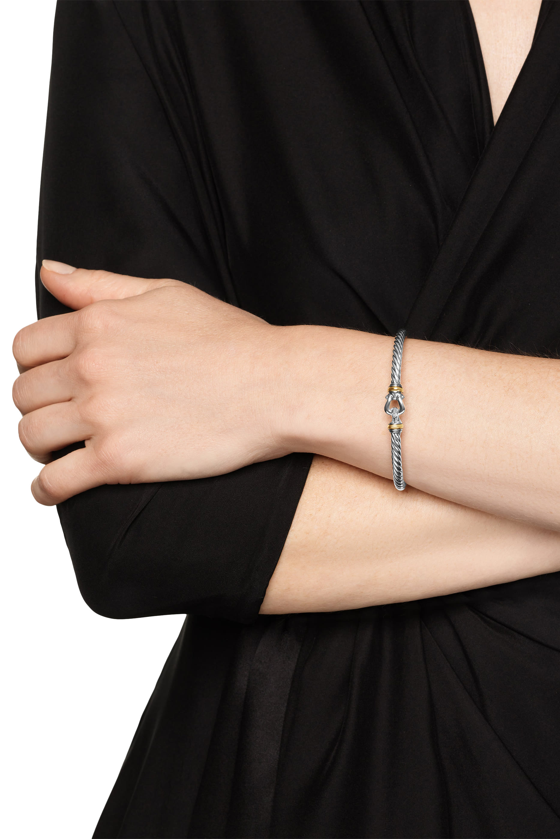 سوار كابل فليكس بإبزيم فضة إسترلينية وذهب أصفر عيار 14