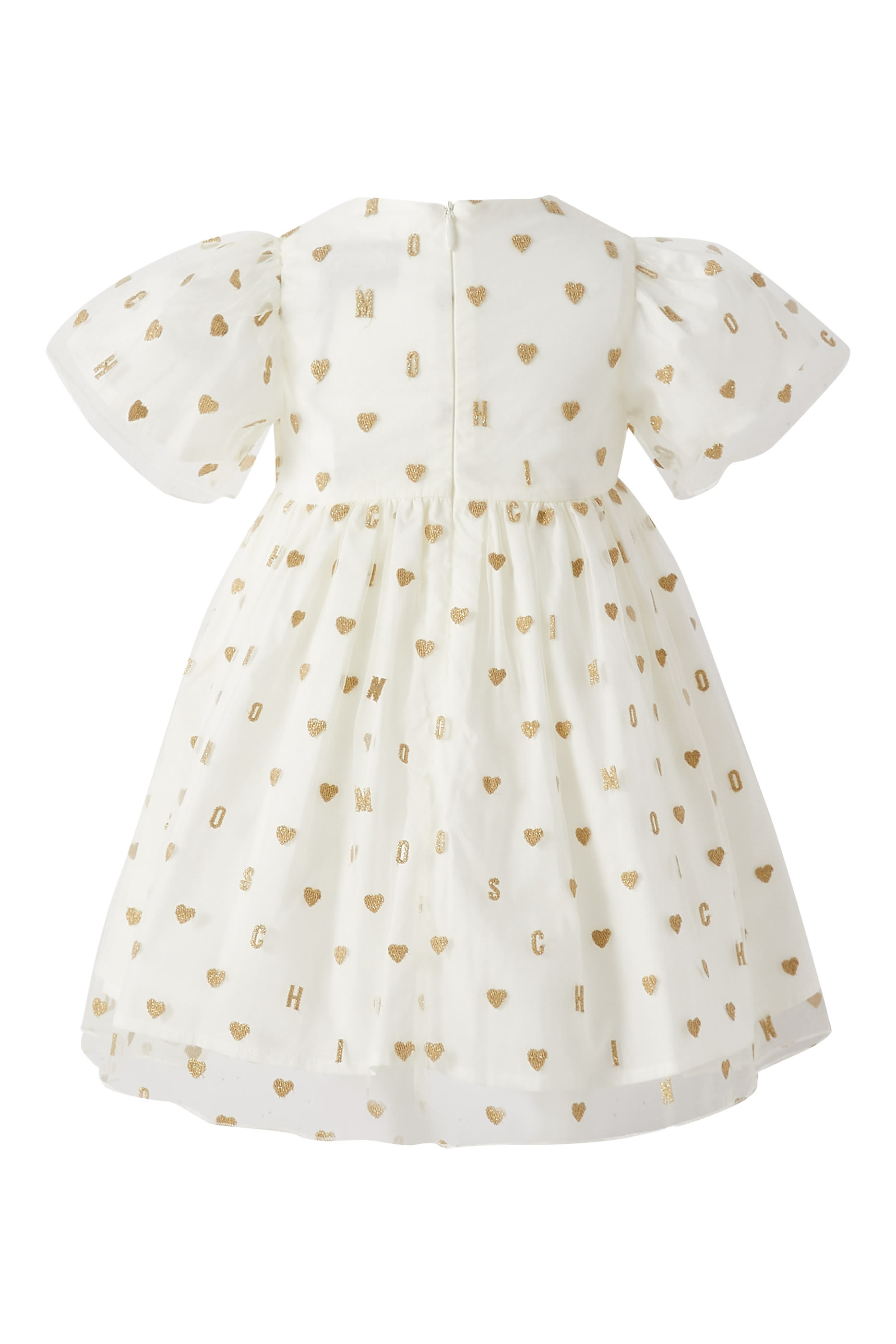 فستان بنقشة شعار الماركة وقلب تول للأطفال