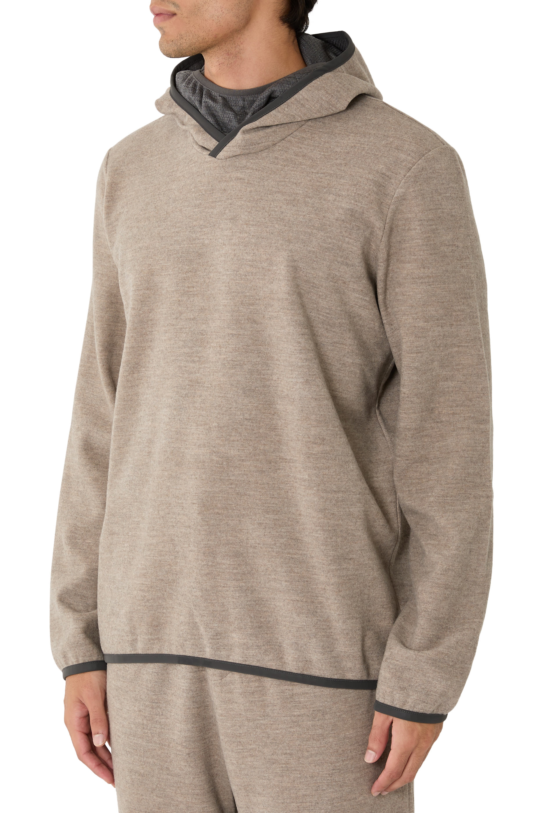 سويت شيرت بغطاء رأس صوف بكر ونايلون جيرسيه