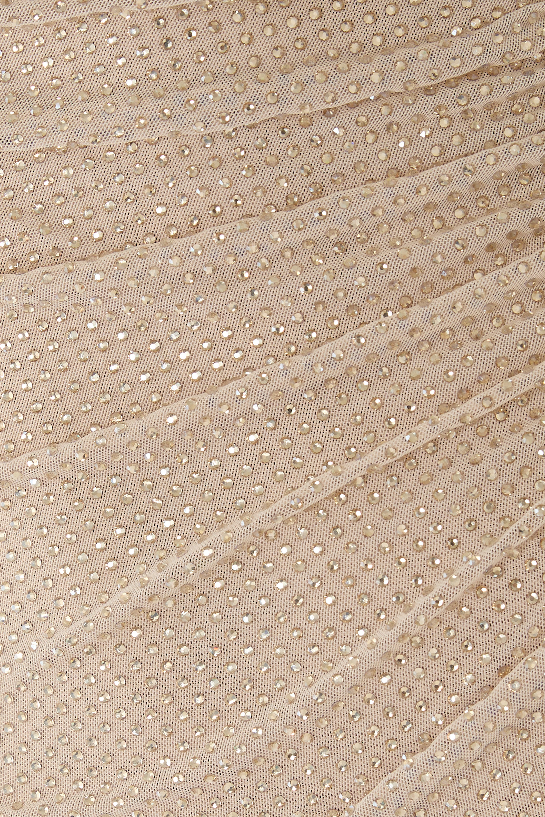 فستان طويل بفتحات مزين بأحجار الراين قماش شبكي