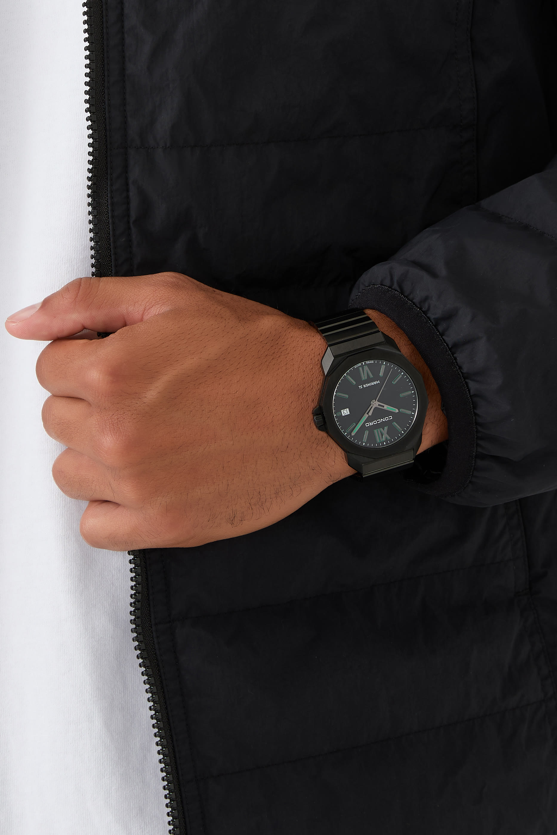 ساعة مارينر اس ال كوارتز مزينة بكريستال ياقوتي، ستانلس ستيل