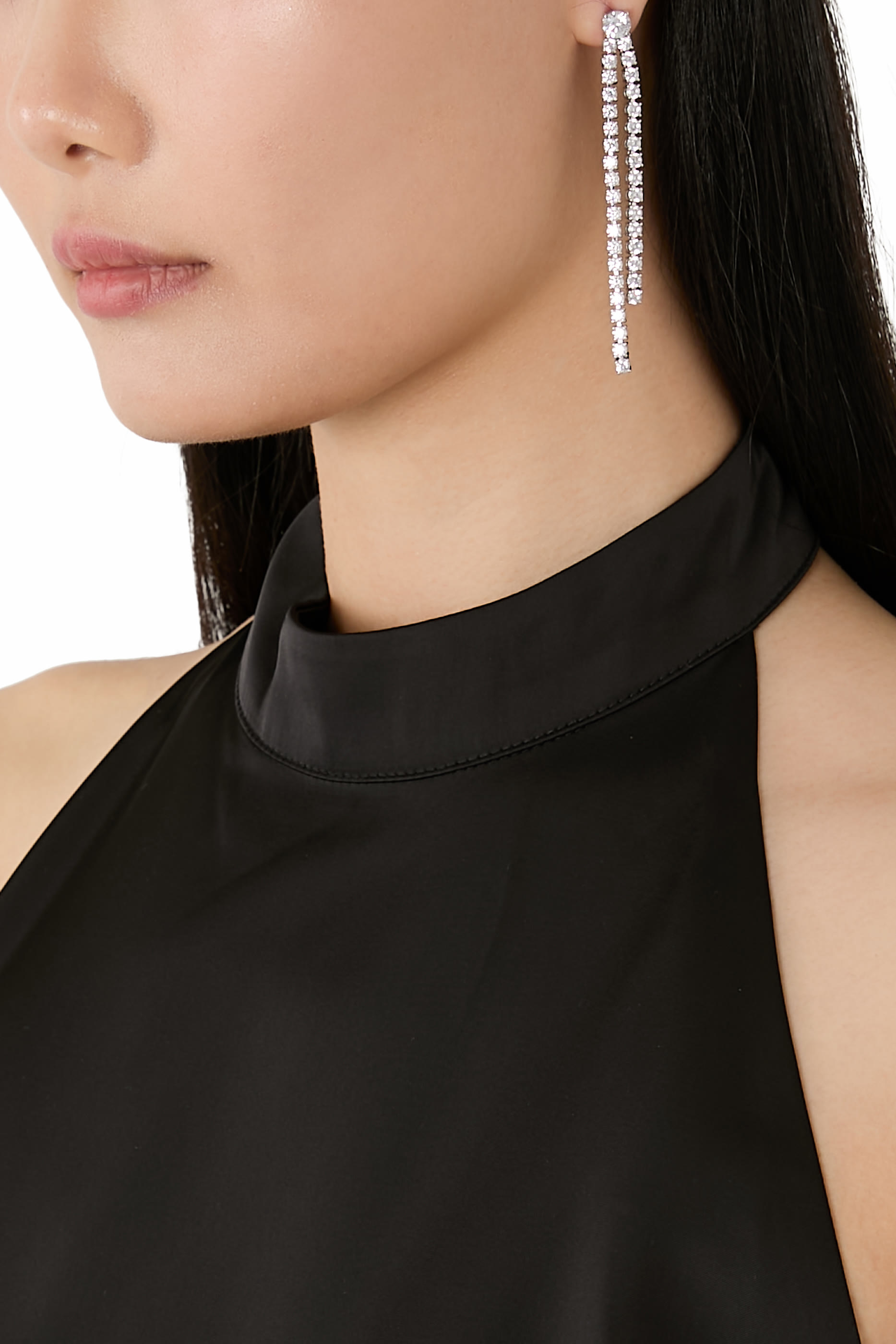 أقراط سولتير تنس متدلية مرصعة بأحجار زركونيا مكعبة، فضة إسترلينية