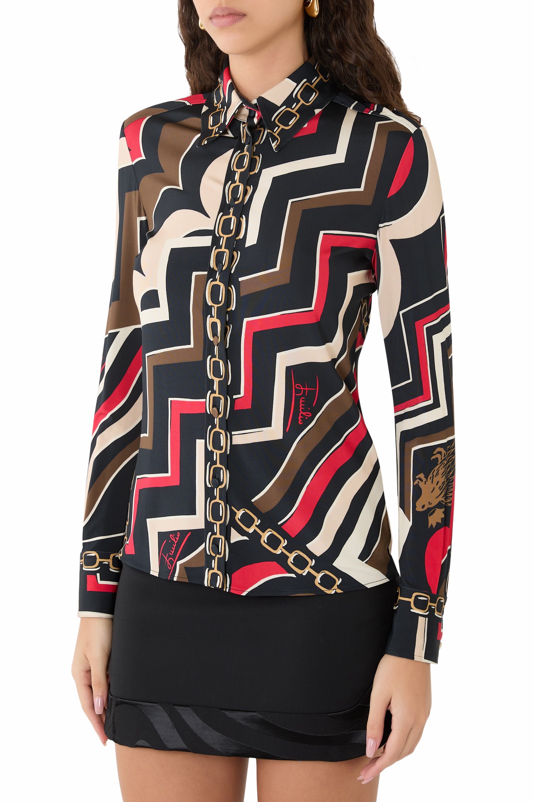 قميص بنقشة ستان جيرسيه