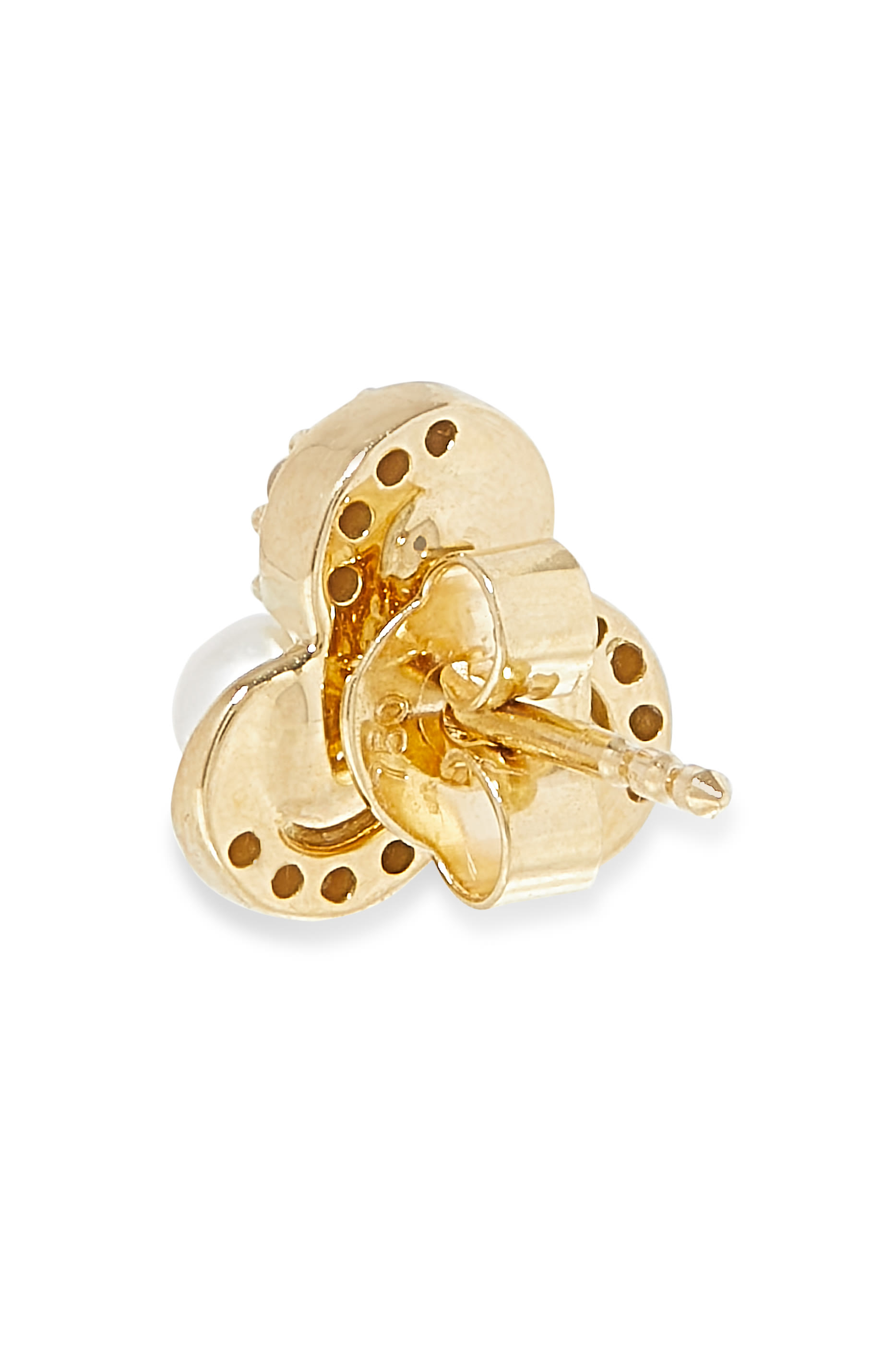 أقراط بتصميم ملفوف مزينة بالماس واللؤلؤ، ذهب أصفر عيار 18