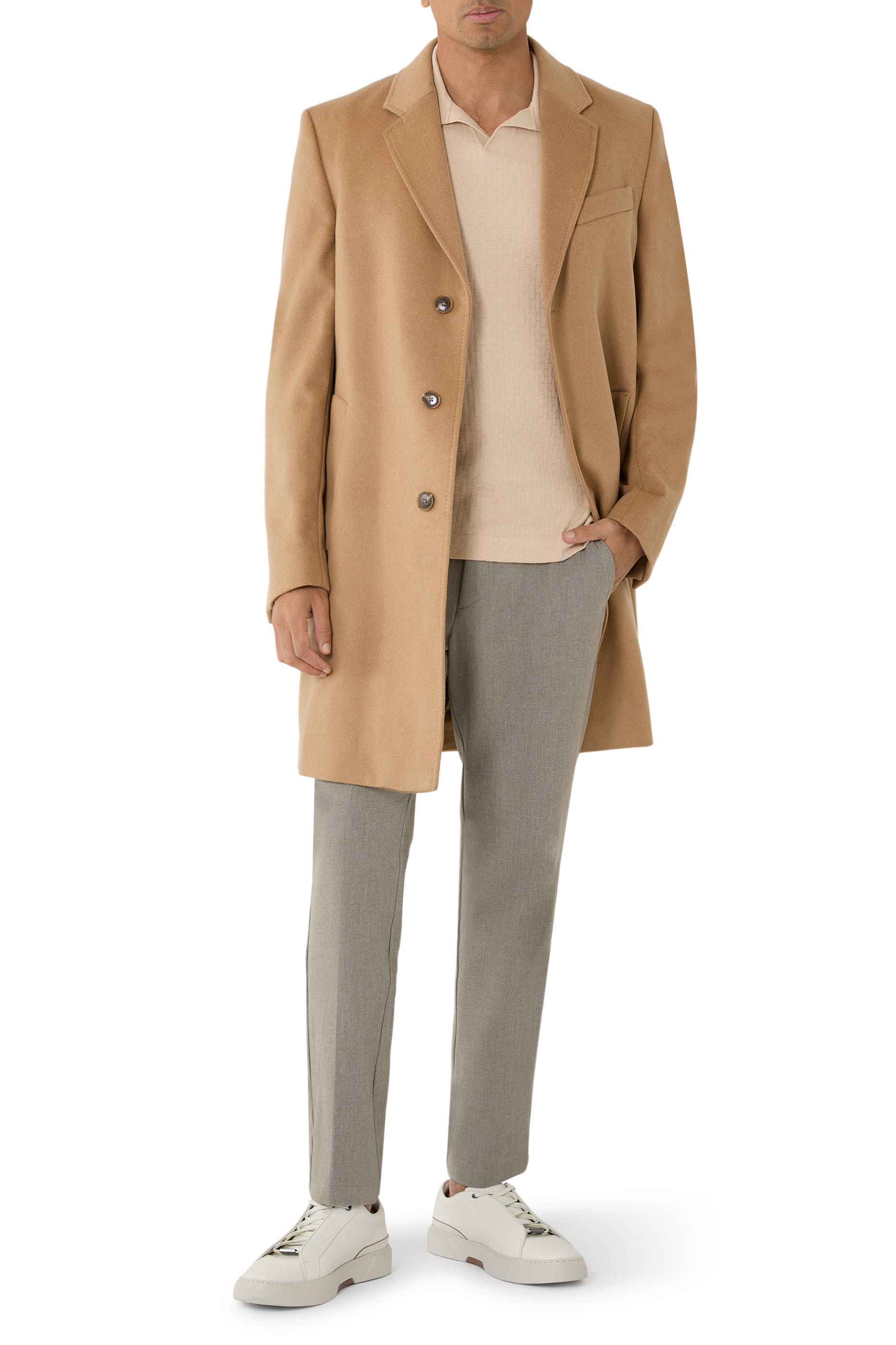 سنيكرز غاري بشعار الماركة جلد بارز الملمس