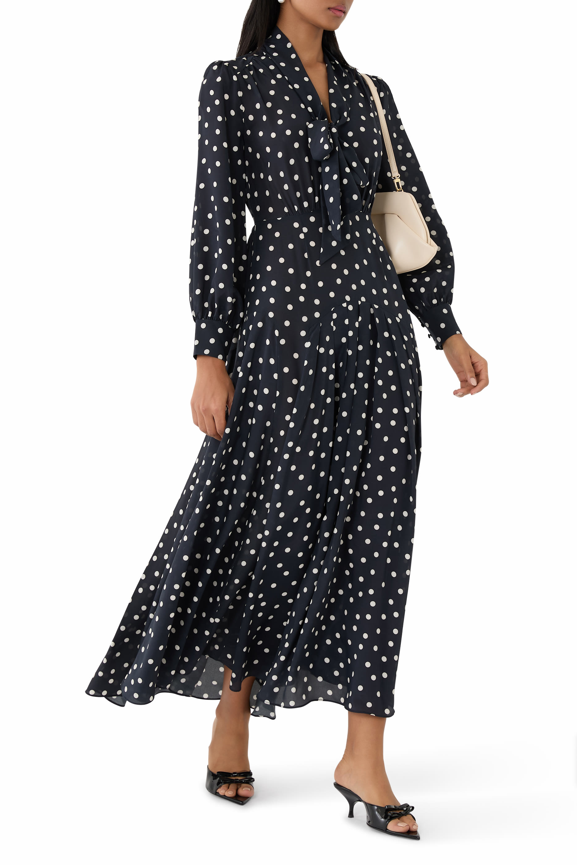 فستان ماريجولد متوسط الطول حرير