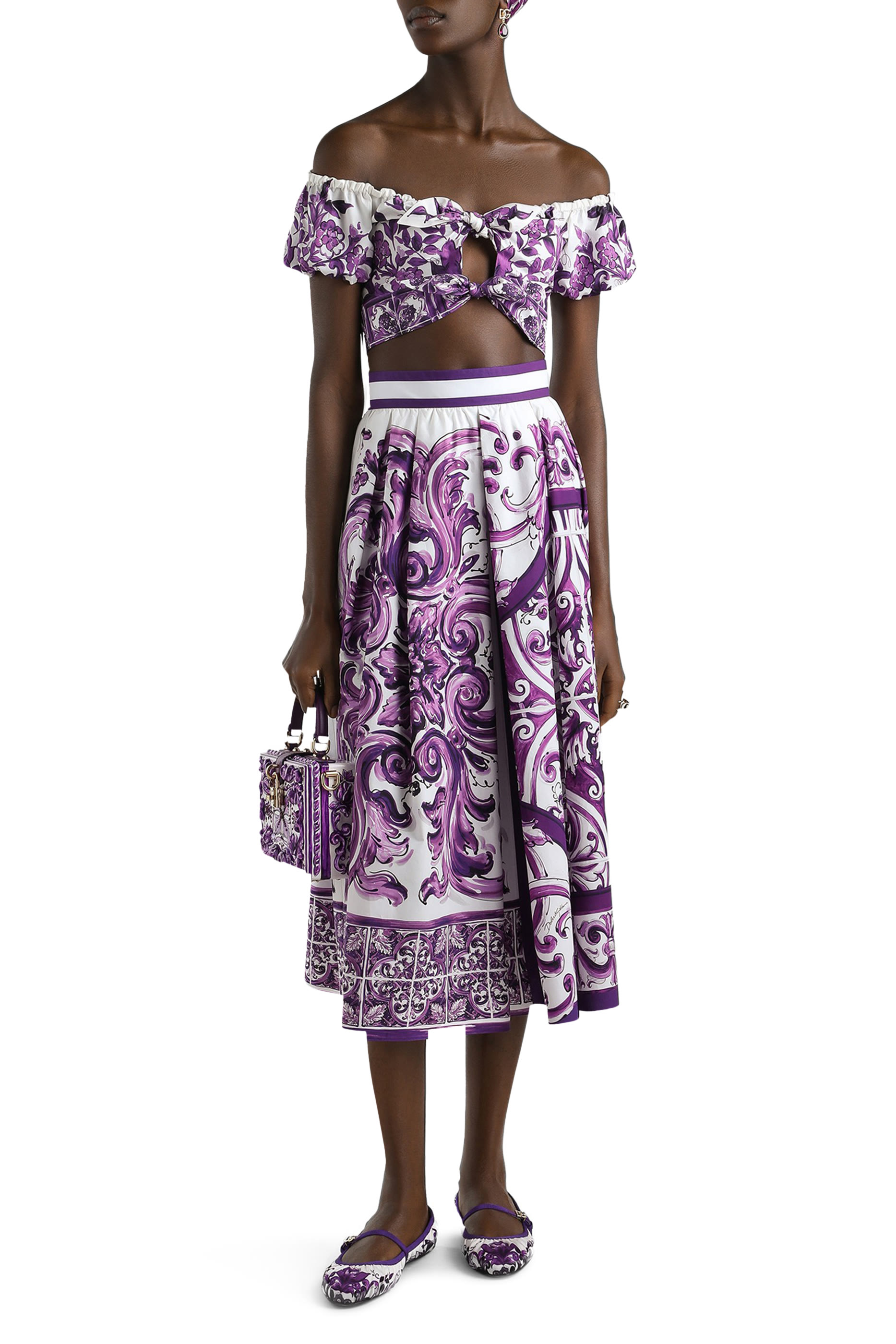 بلوزة بطبعة مايولكا بوبلين