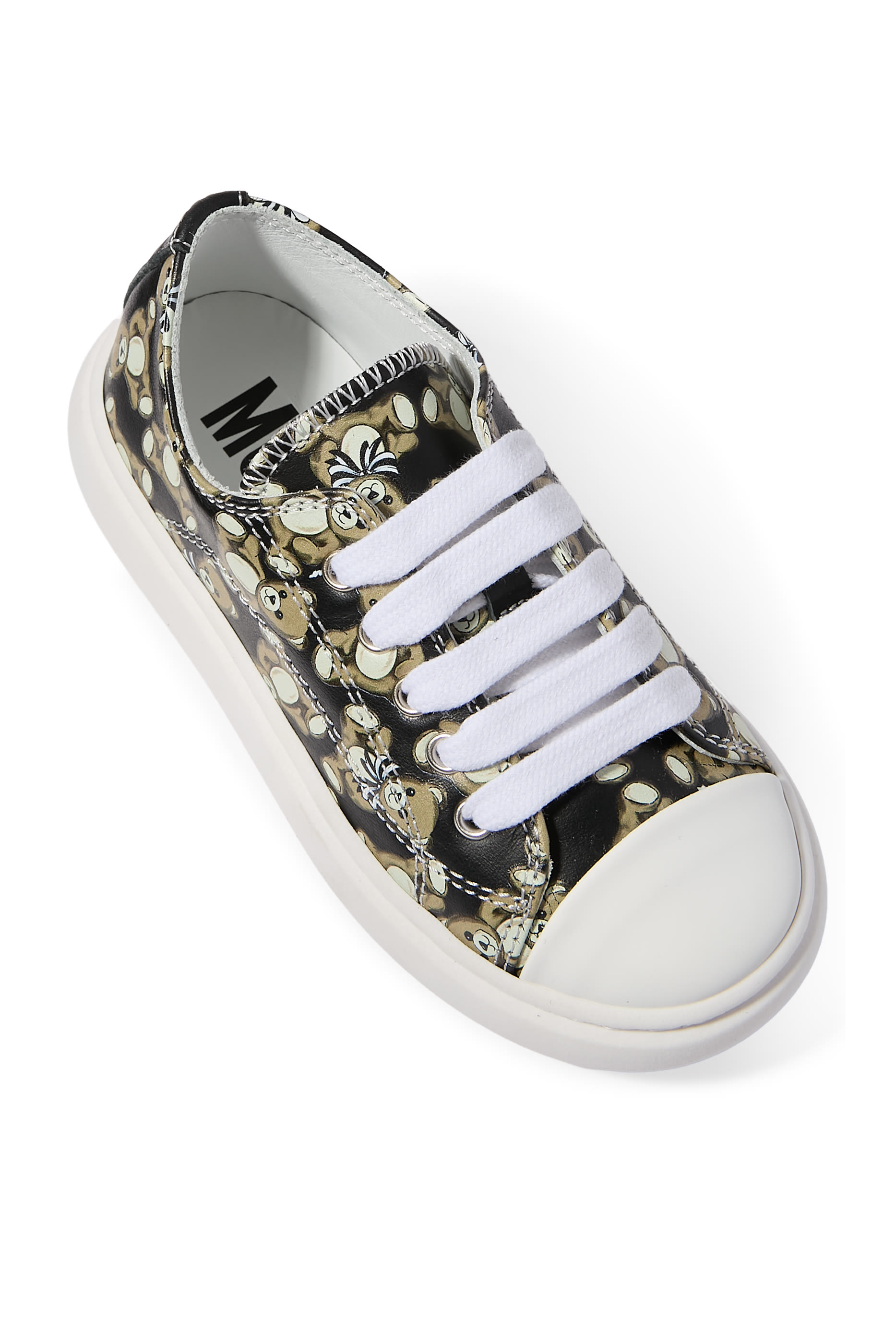 سنيكرز بكاحل منخفض مزين كليا بنقشة الدب تيدي جلد للأطفال