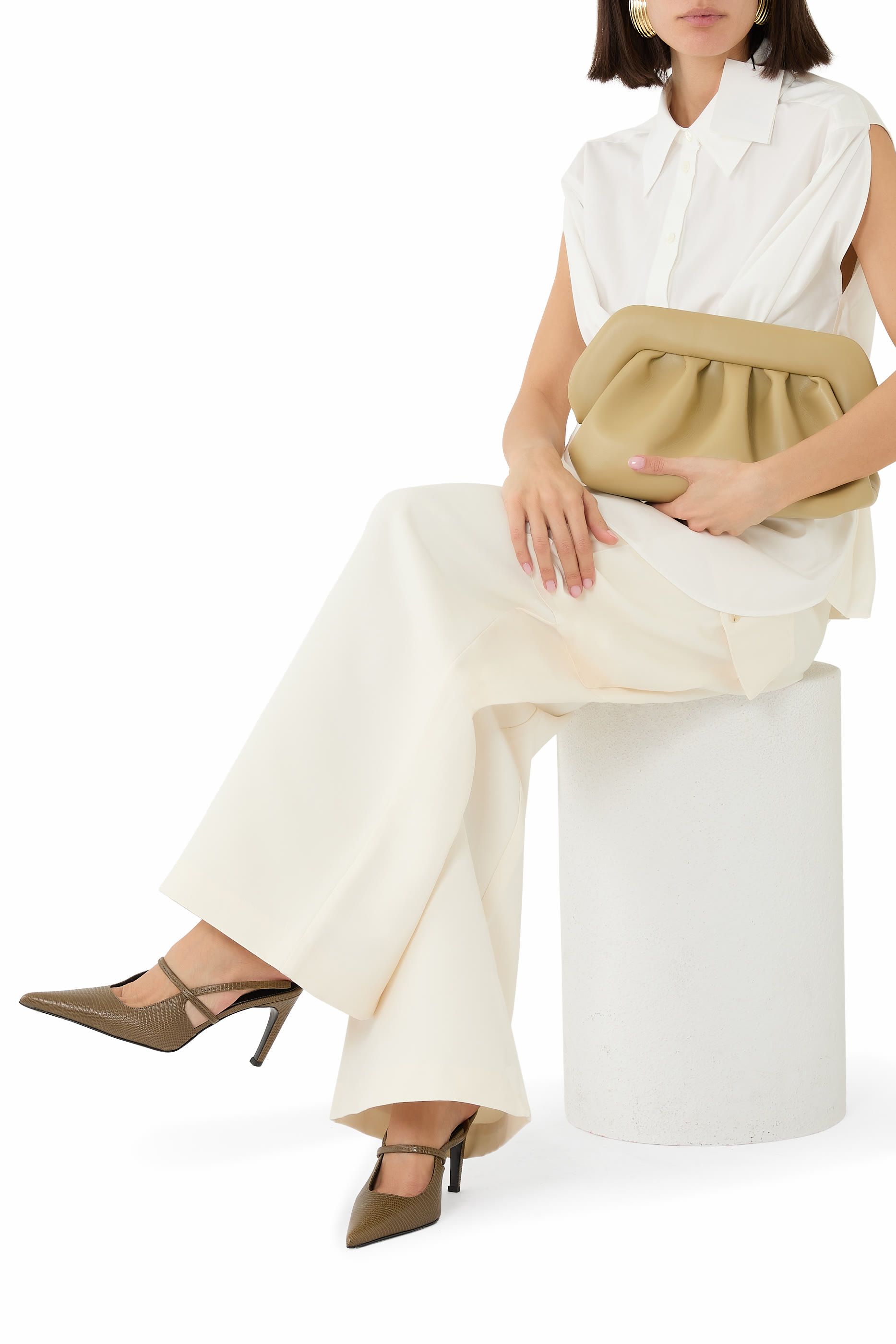 حذاء كلاسيكي 85 بسير خلفي وكعب عالي جلد بنقشة جلد سحلية