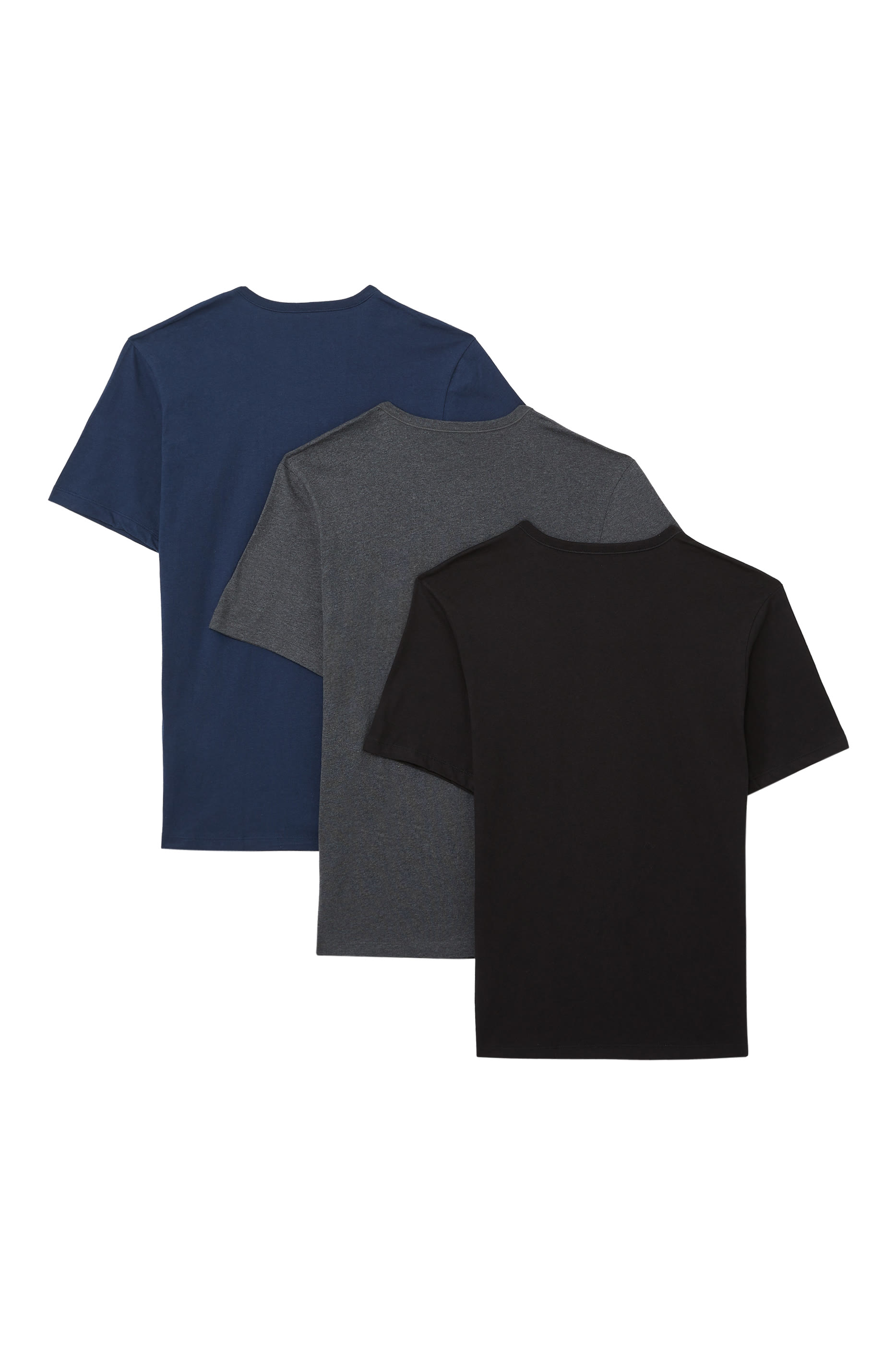 طقم تيشيرتات كلاسيكية بياقة ضيقة، 3 قطع