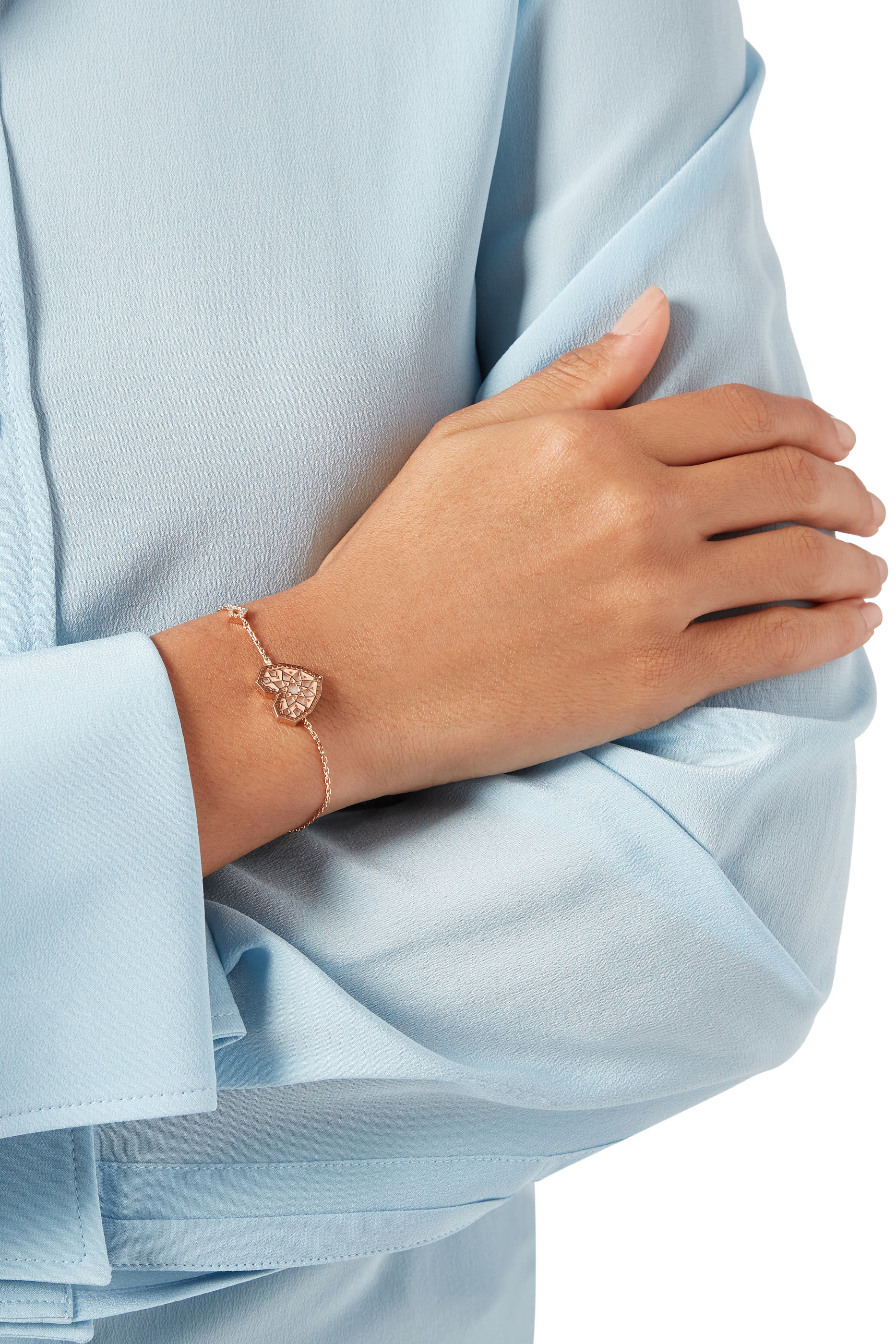 سوار صغير قلب تراث مرصع بالماس وعرق اللؤلؤ، ذهب وردي عيار 18