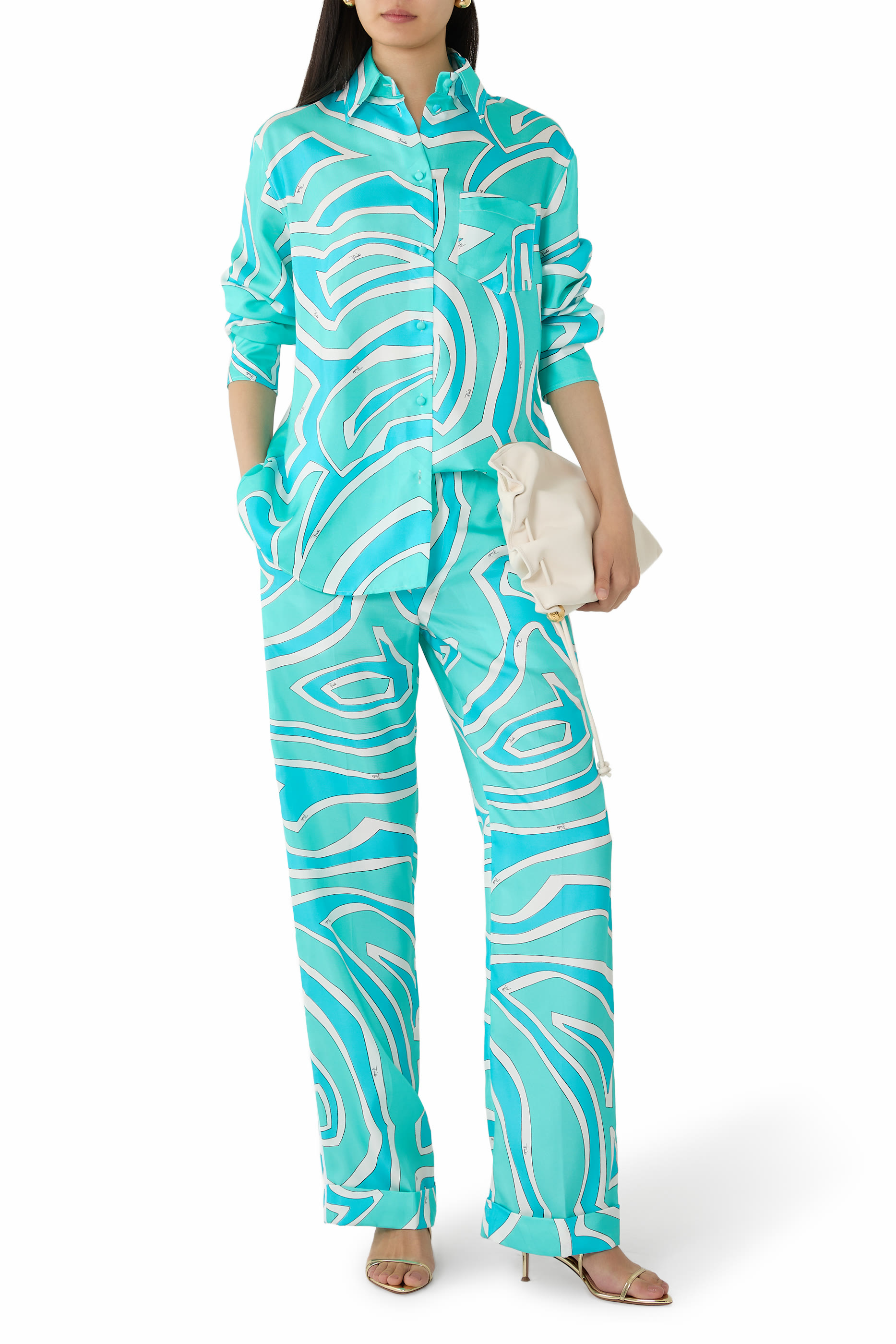 قميص بنقشة حرير تويل