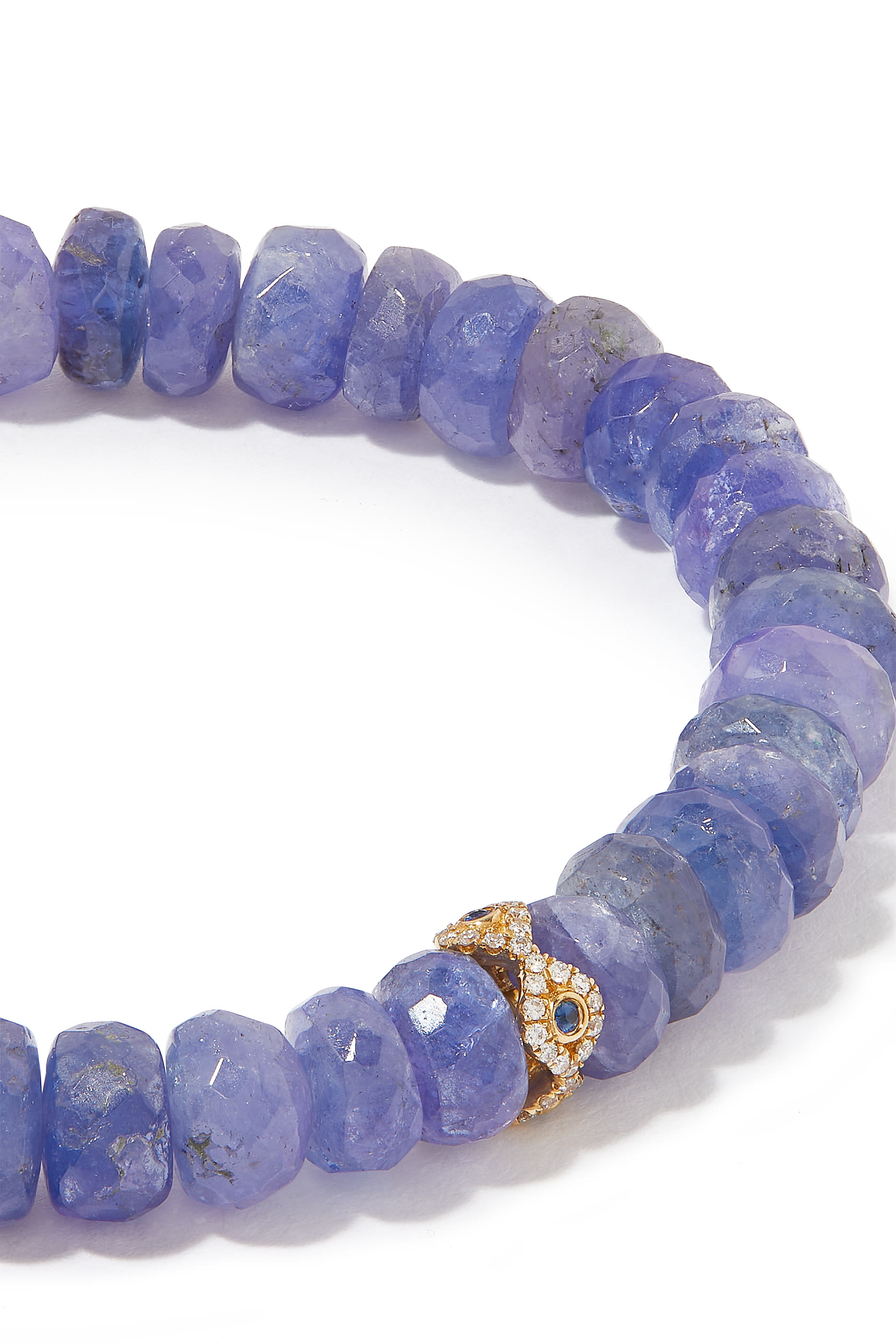 سوار إتيرنتي بحلية عين حسود والتنزانيت الأزرق والماس ذهب أصفر عيار 14