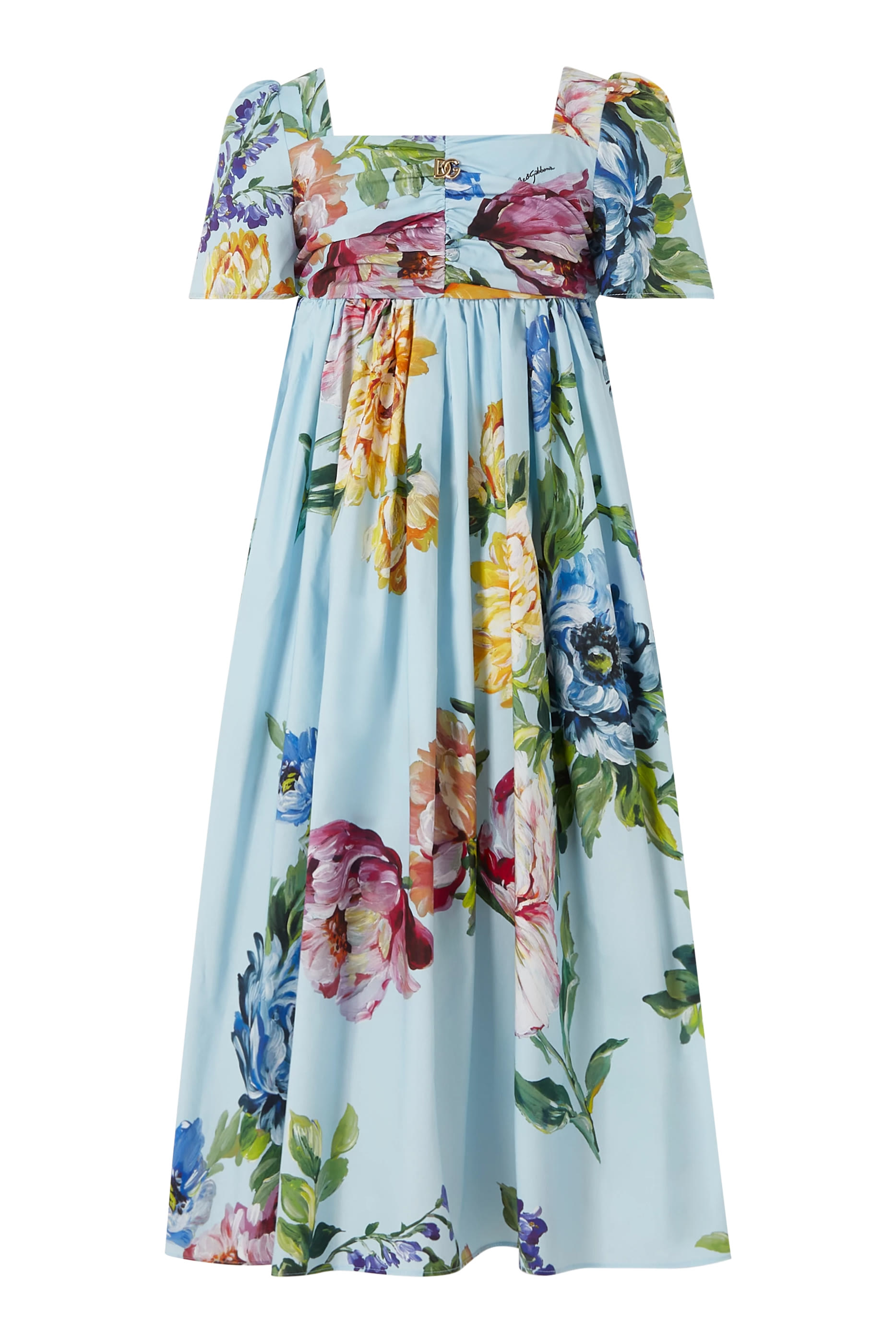 فستان بطبعة أزهار بوبلين للأطفال